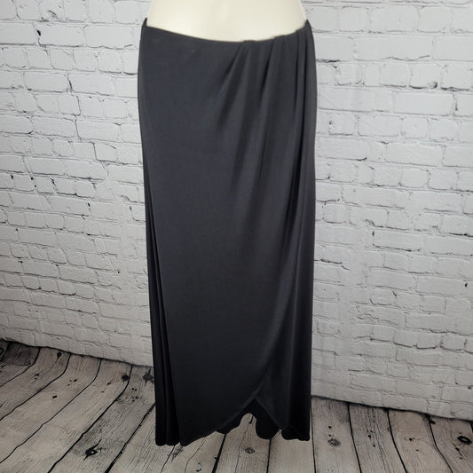 Free People Black Stretch Ruched Wrap Slit Pull On Beach Midi Skirt Size XS