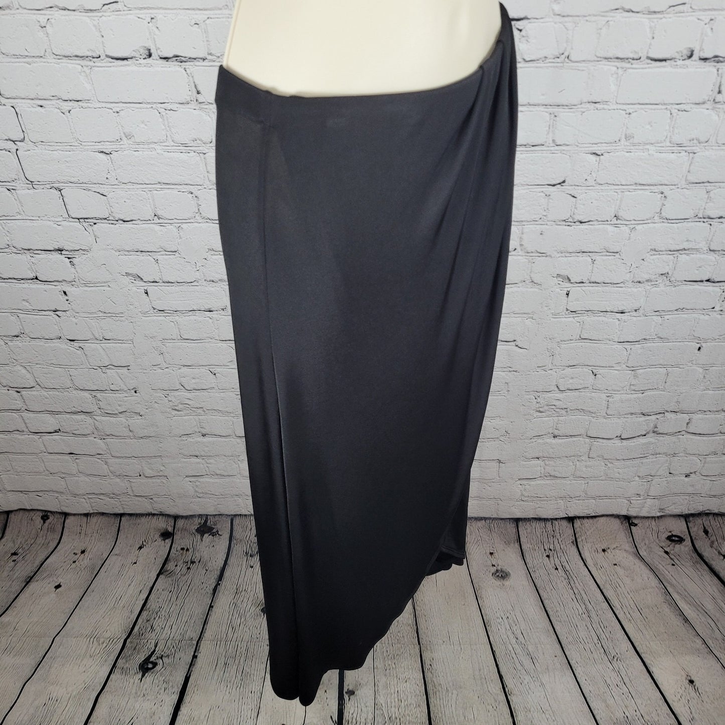 Free People Black Stretch Ruched Wrap Slit Pull On Beach Midi Skirt Size XS