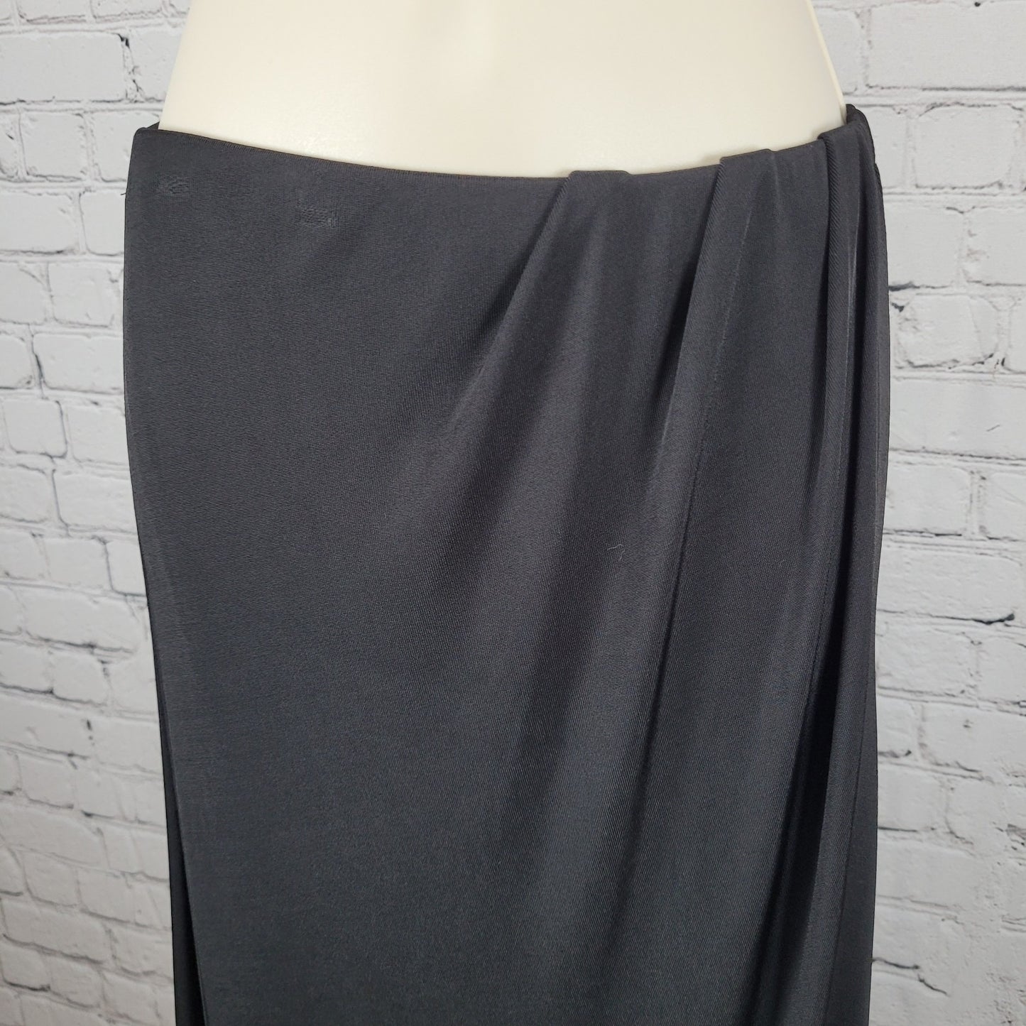 Free People Black Stretch Ruched Wrap Slit Pull On Beach Midi Skirt Size XS