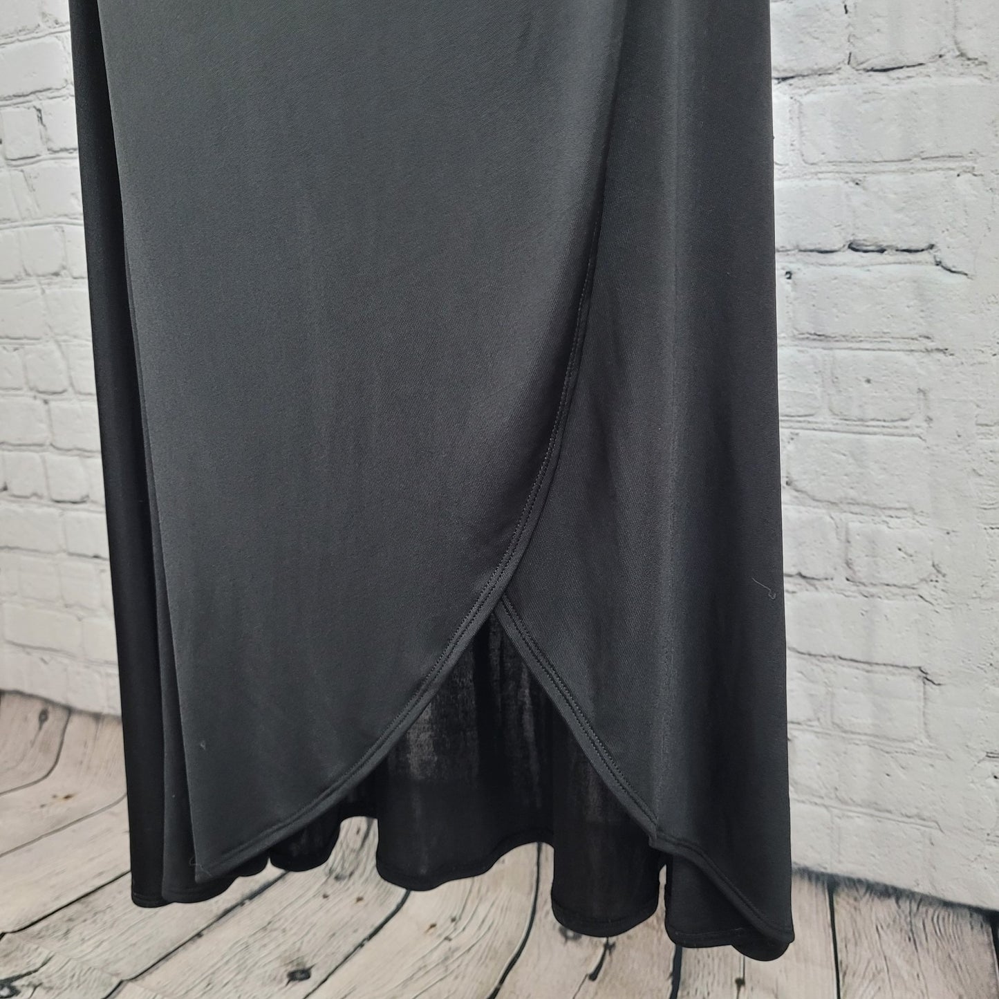 Free People Black Stretch Ruched Wrap Slit Pull On Beach Midi Skirt Size XS