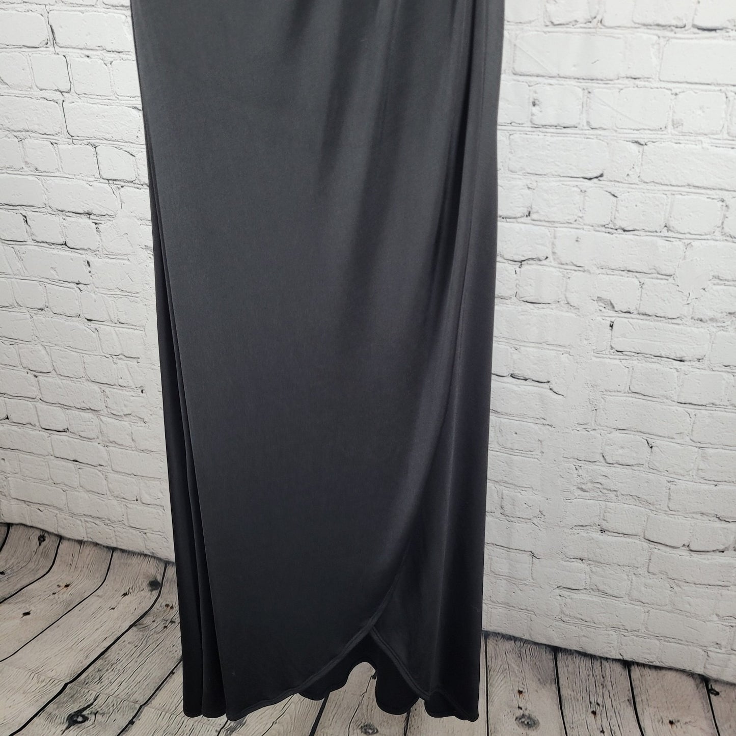 Free People Black Stretch Ruched Wrap Slit Pull On Beach Midi Skirt Size XS