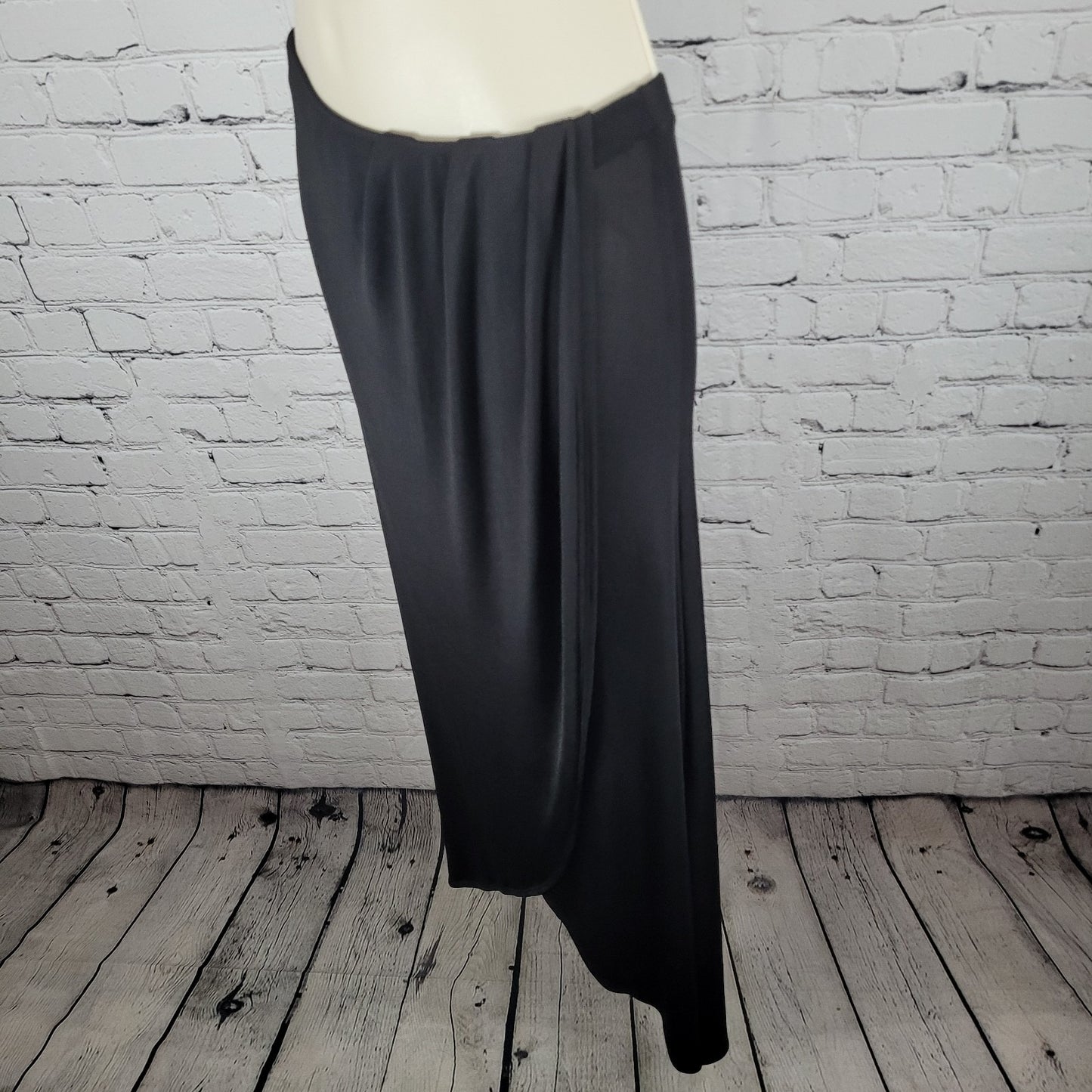 Free People Black Stretch Ruched Wrap Slit Pull On Beach Midi Skirt Size XS