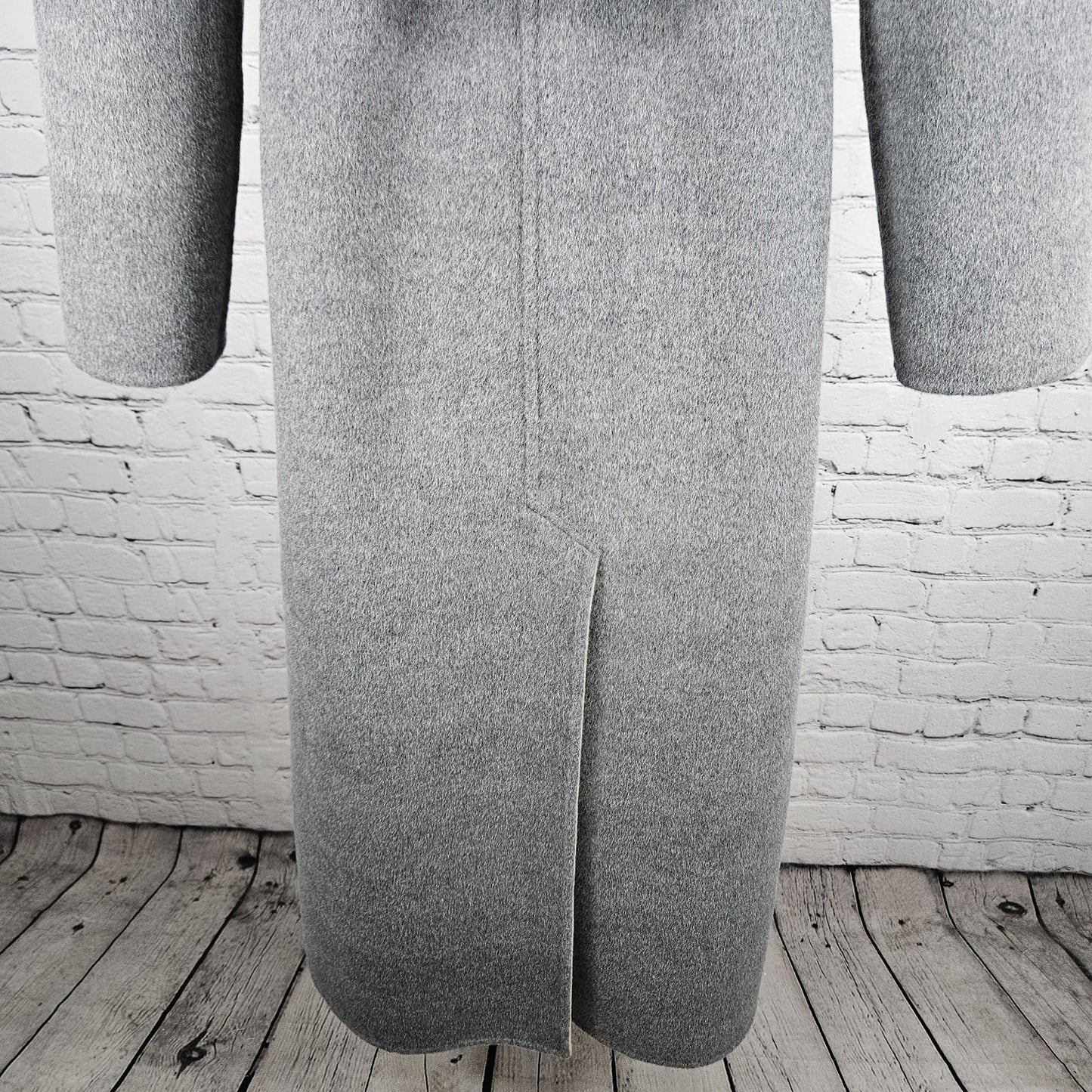 VTG Worth Grey Beige Wool Angora Cashgora Reversible Belted Coat Medium MP