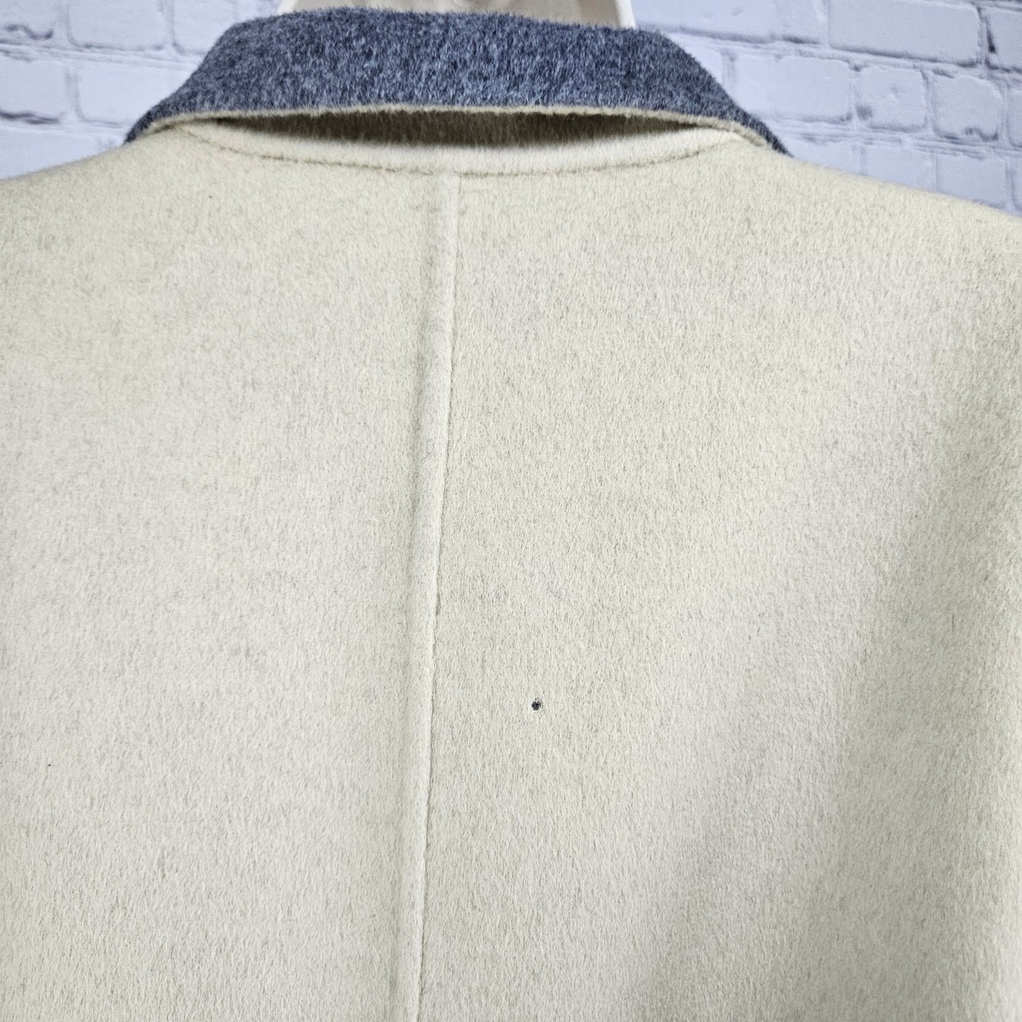 VTG Worth Grey Beige Wool Angora Cashgora Reversible Belted Coat Medium MP