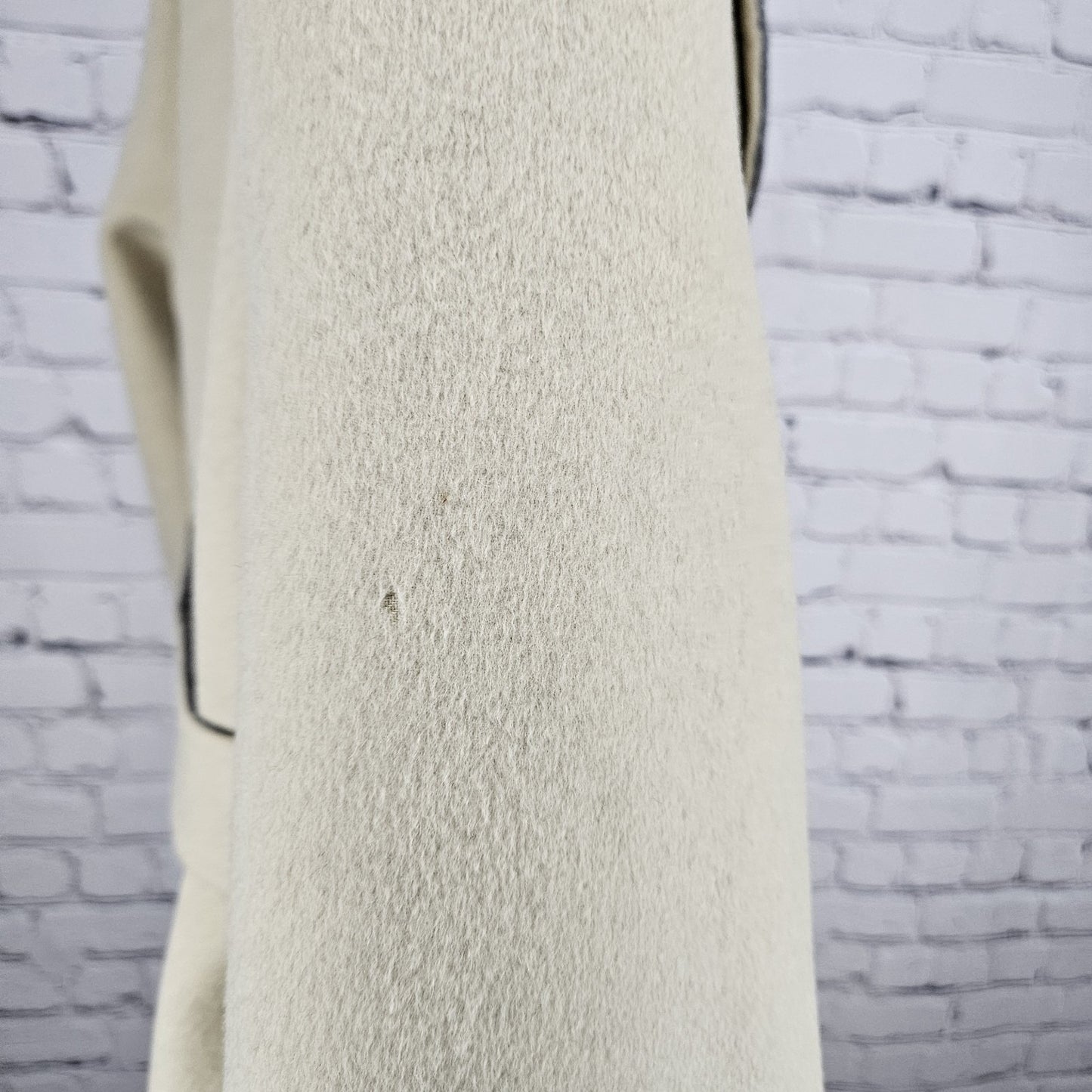 VTG Worth Grey Beige Wool Angora Cashgora Reversible Belted Coat Medium MP