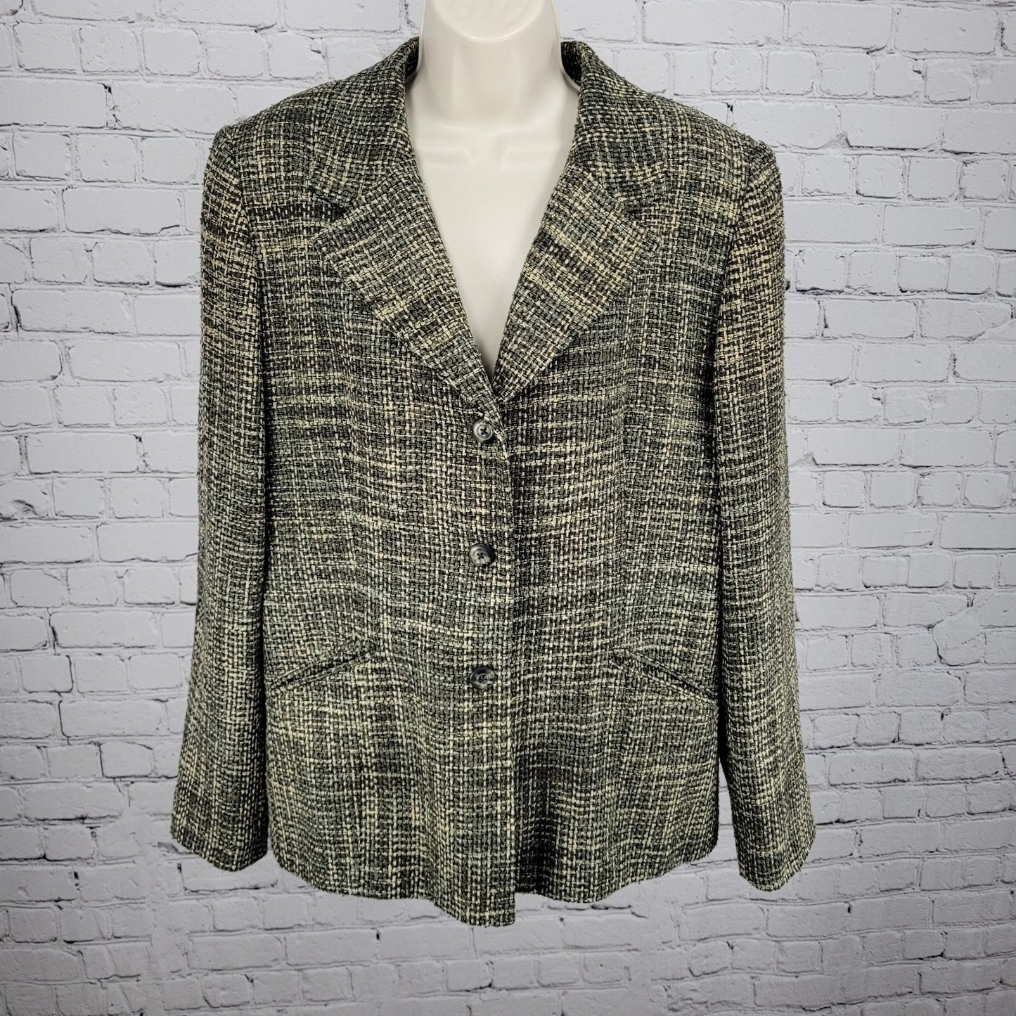 VTG VP Collection Green 100% Handwoven Silk 3 Button Notch Suit Jacket USA Large