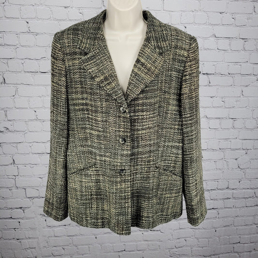 VTG VP Collection Green 100% Handwoven Silk 3 Button Notch Suit Jacket USA Large