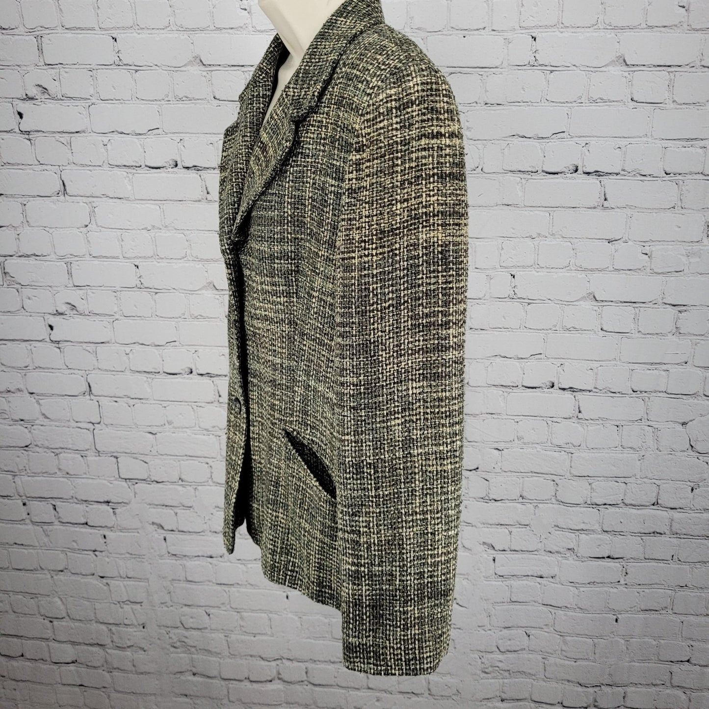 VTG VP Collection Green 100% Handwoven Silk 3 Button Notch Suit Jacket USA Large