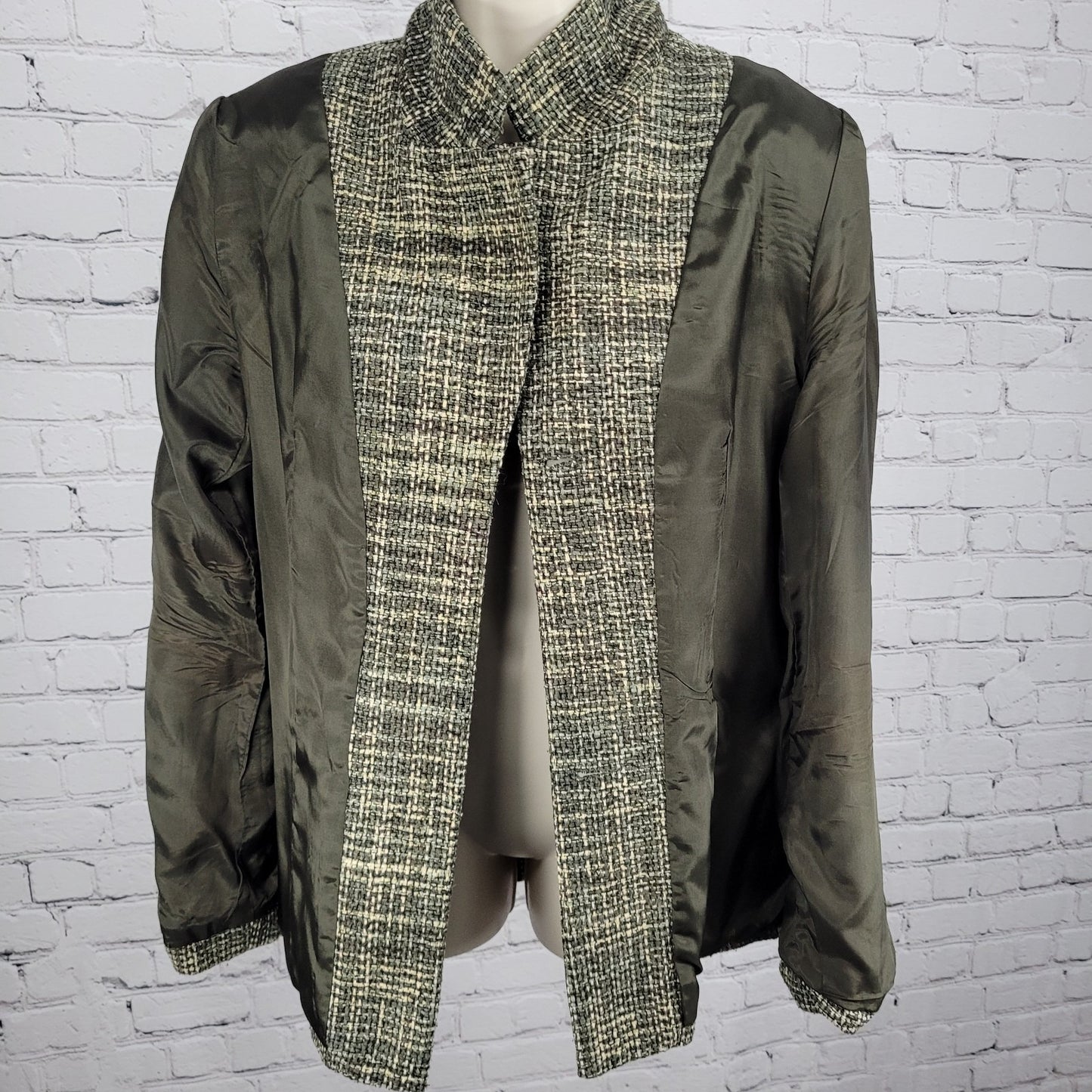 VTG VP Collection Green 100% Handwoven Silk 3 Button Notch Suit Jacket USA Large