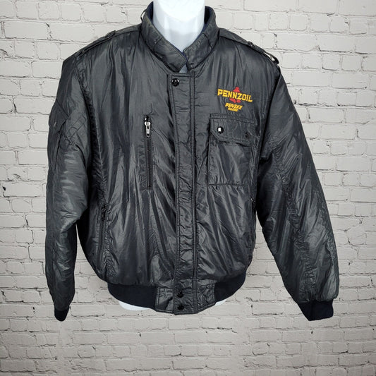 VTG Pennzoil Penske Racing Black Insulated Zip Bomber Puffer Jacket Medium M