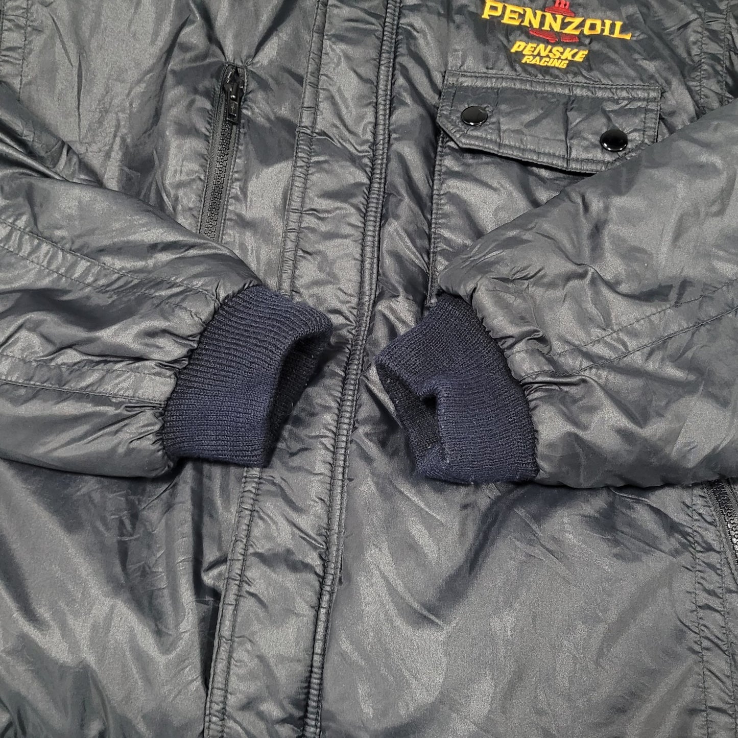 VTG Pennzoil Penske Racing Black Insulated Zip Bomber Puffer Jacket Medium M
