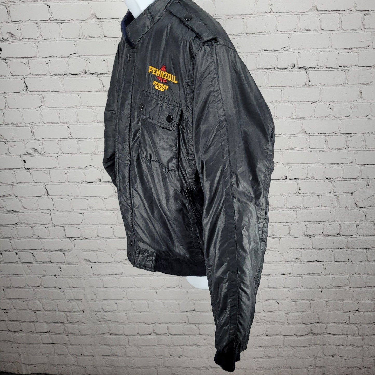 VTG Pennzoil Penske Racing Black Insulated Zip Bomber Puffer Jacket Medium M