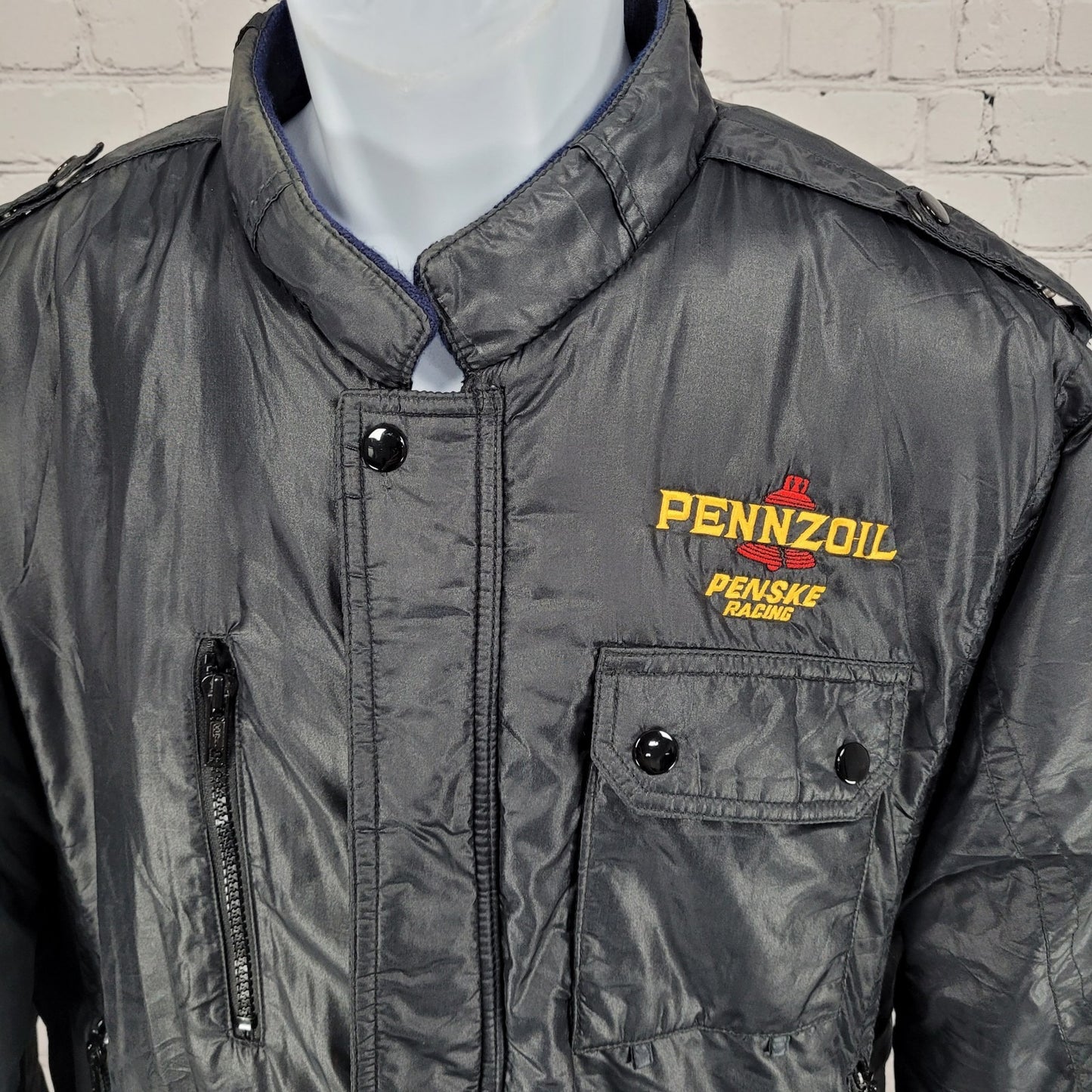 VTG Pennzoil Penske Racing Black Insulated Zip Bomber Puffer Jacket Medium M