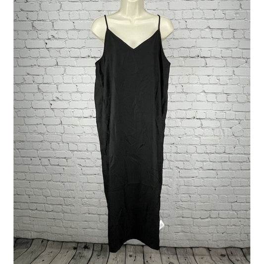 NWT ASOS Design Black Adjustable Strap Basic Slip Midi Dress Unlined Size US 10
