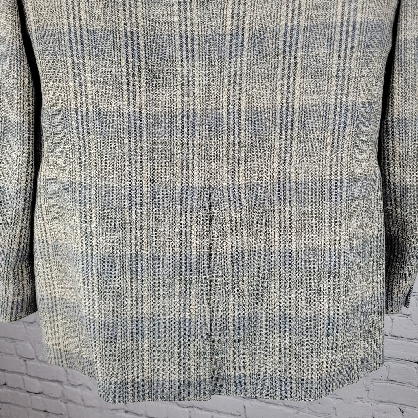 VTG Slax Menswear Blue Plaid 2 Button Vented Blazer Sport Coat USA Made Size 40
