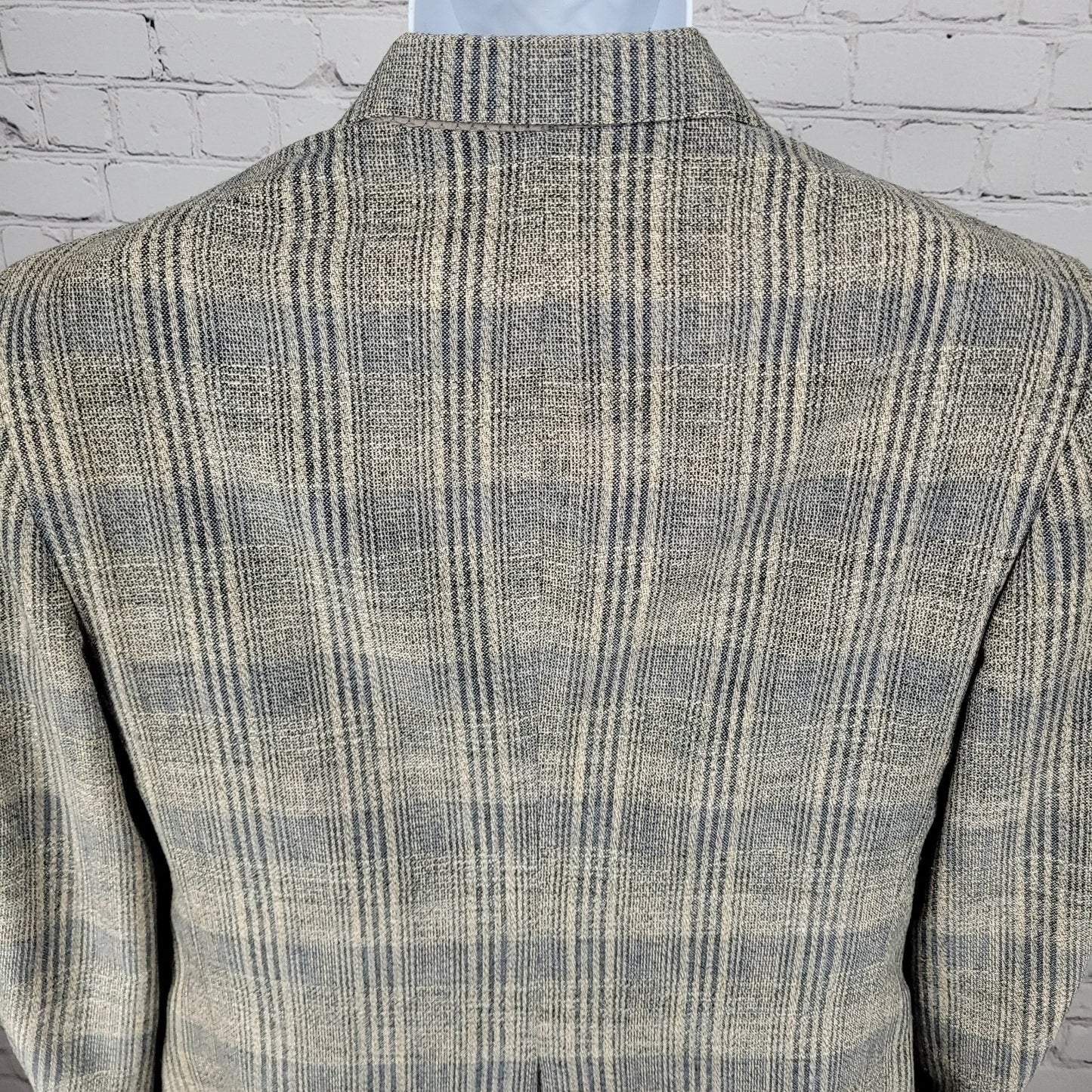 VTG Slax Menswear Blue Plaid 2 Button Vented Blazer Sport Coat USA Made Size 40