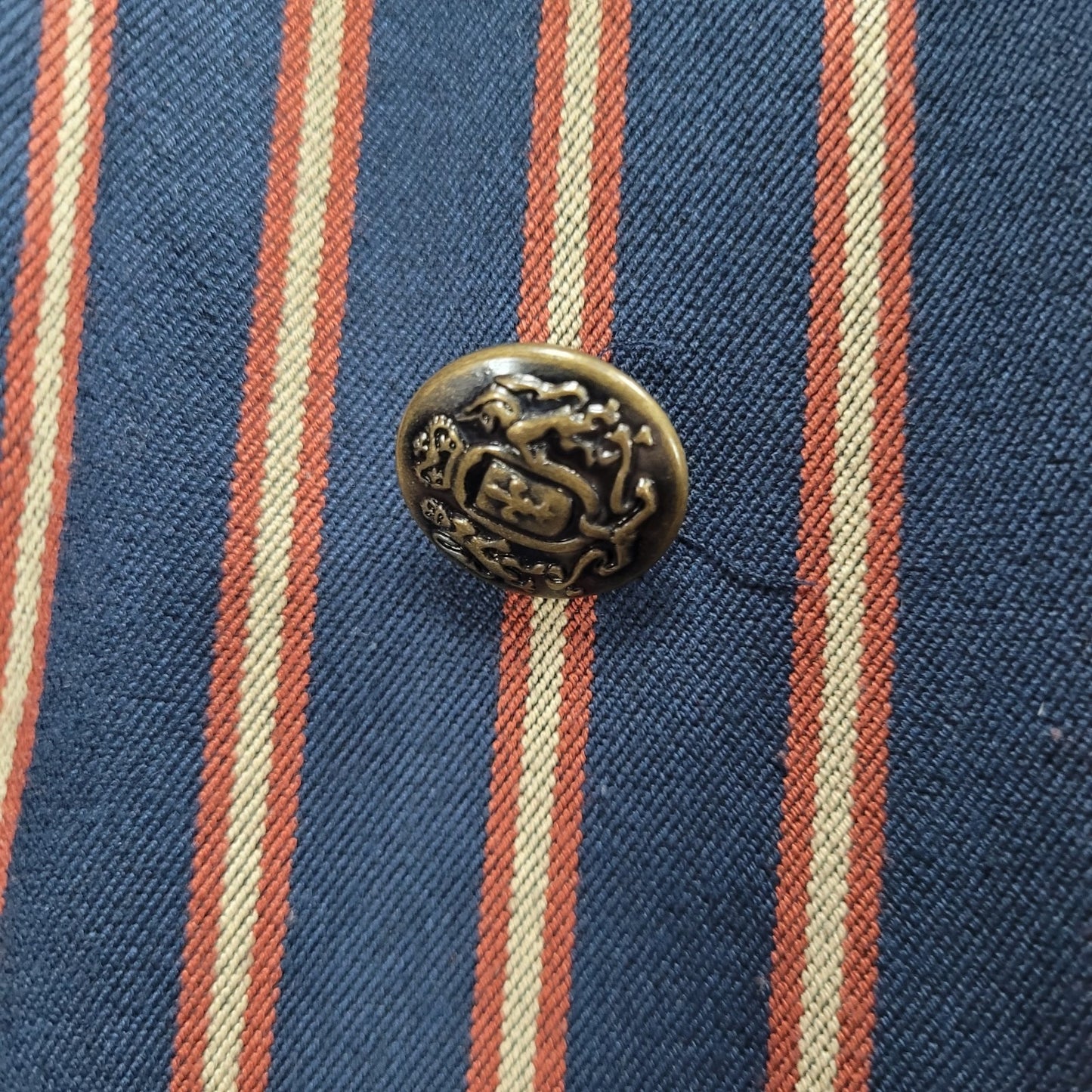 Free People Navy Striped Double Breasted Buttoned Cropped Jacket Small S