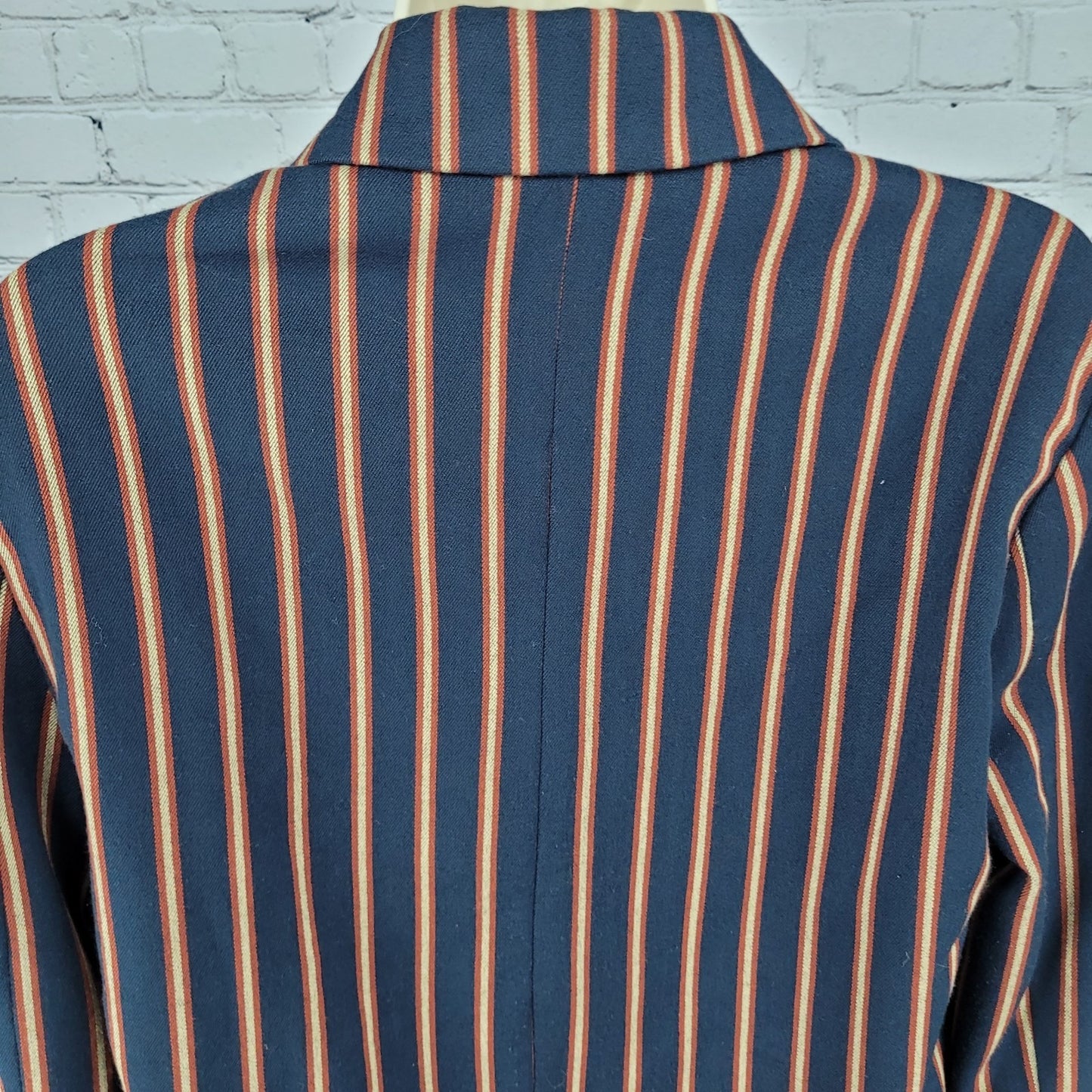 Free People Navy Striped Double Breasted Buttoned Cropped Jacket Small S