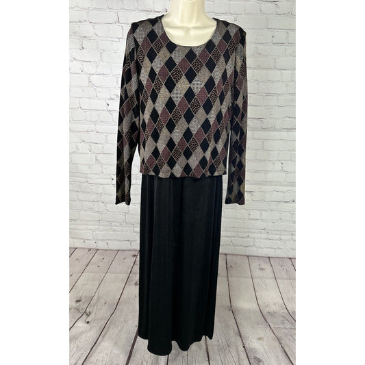VTG Rabbit Rabbit Rabbit Designs Long Sleeve Layered Maxi Dress Women’s 14