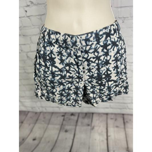 J. Crew Women’s Blue Star Tie Dyed 100% Linen Short Shorts Rolled Cuff Size 2
