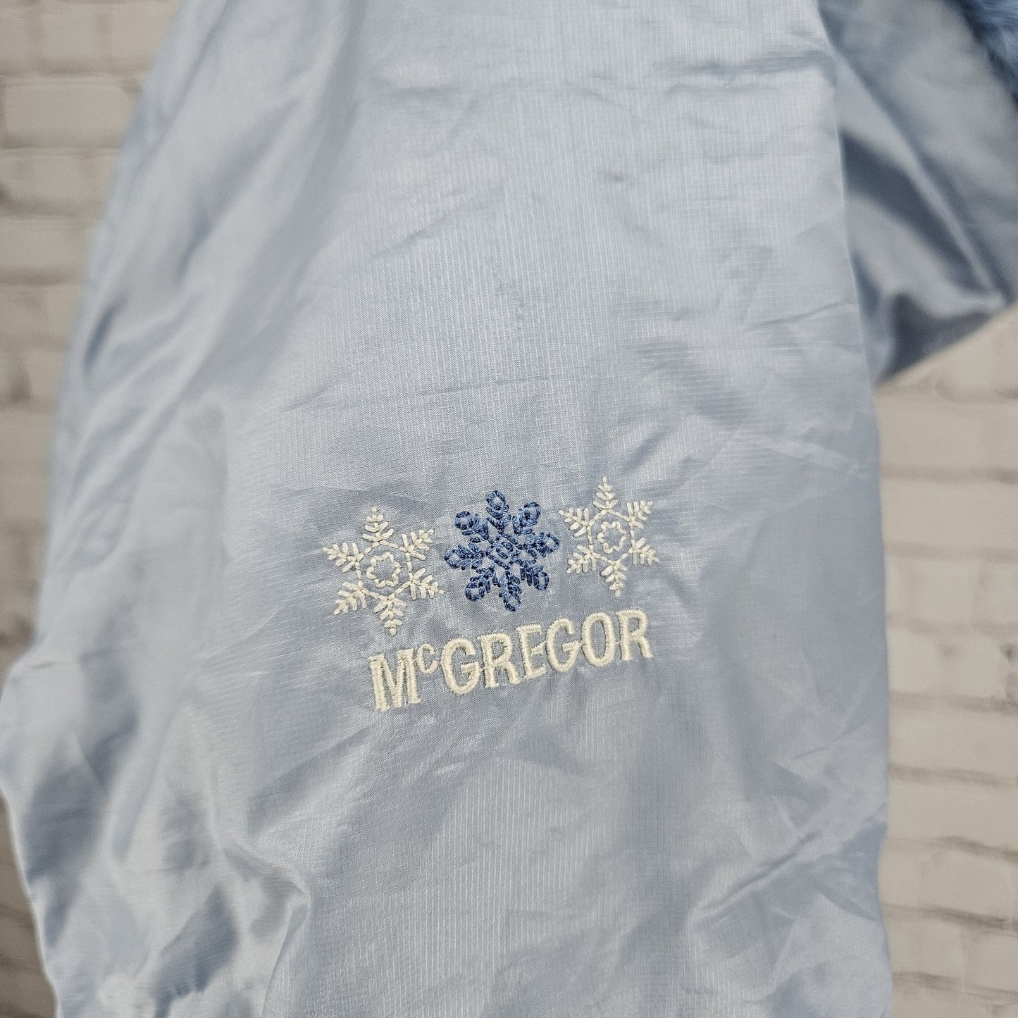 VTG McGregor Blue Rabbit Fur Trim Hood Down Filled Puffer Coat Jacket Parka S