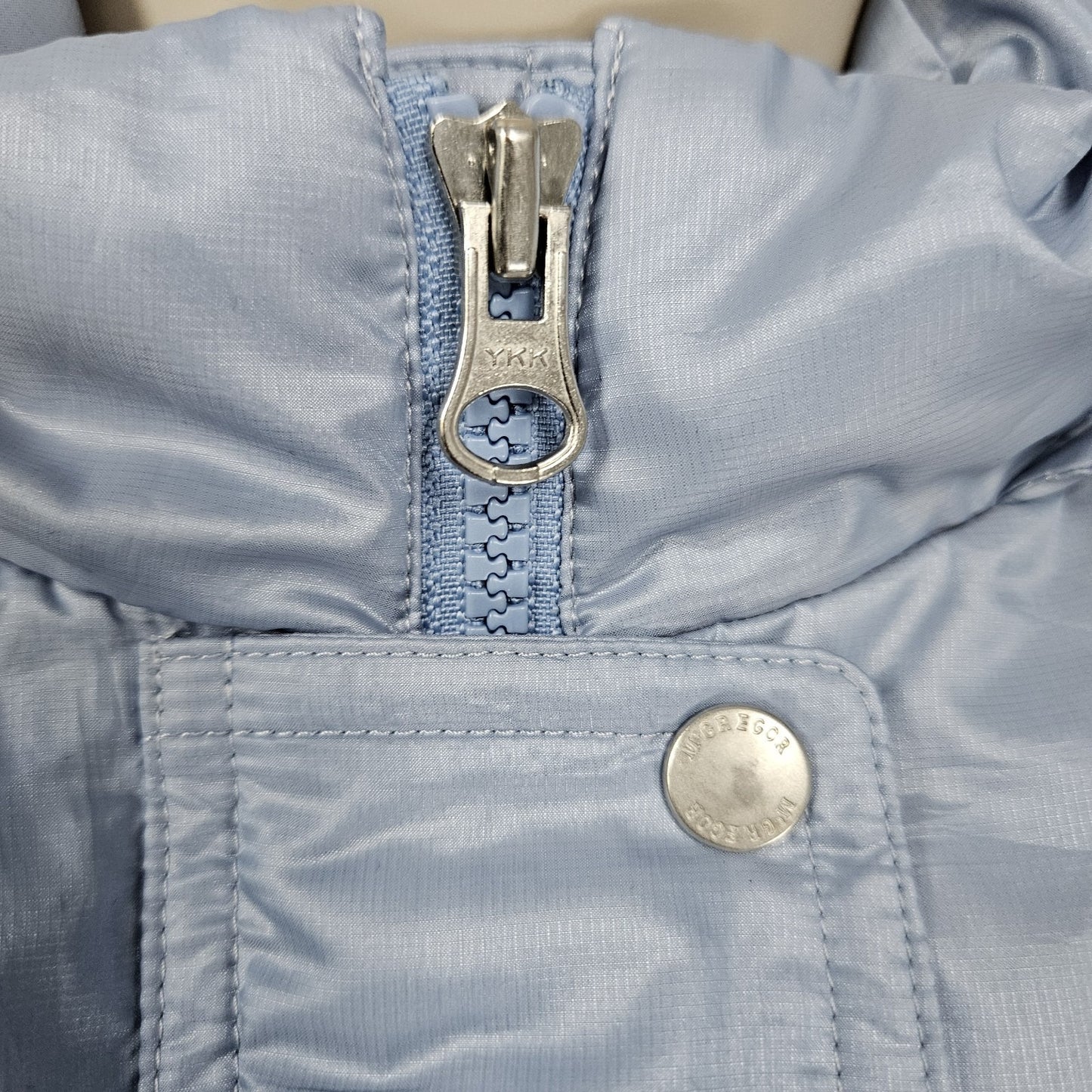 VTG McGregor Blue Rabbit Fur Trim Hood Down Filled Puffer Coat Jacket Parka S