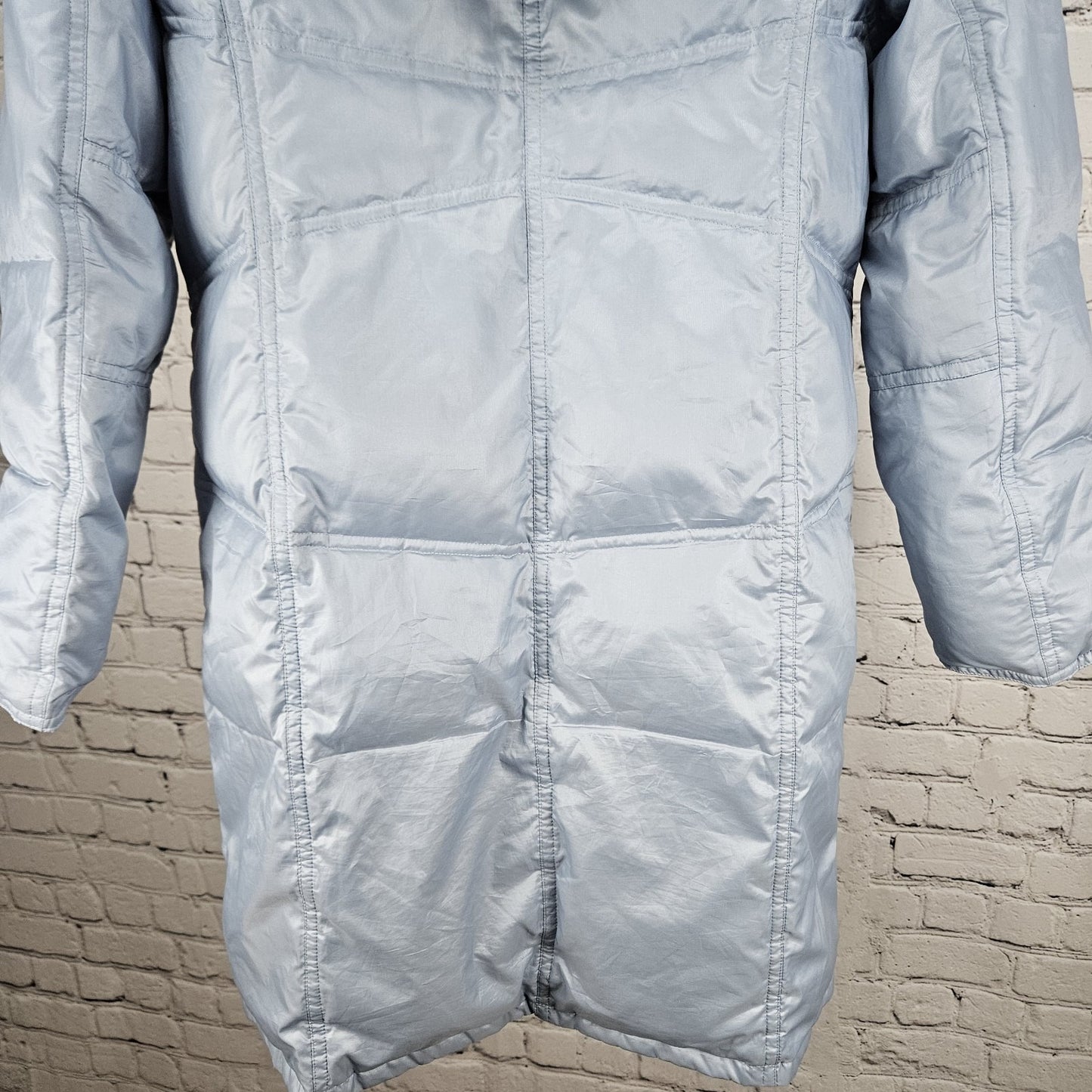 VTG McGregor Blue Rabbit Fur Trim Hood Down Filled Puffer Coat Jacket Parka S