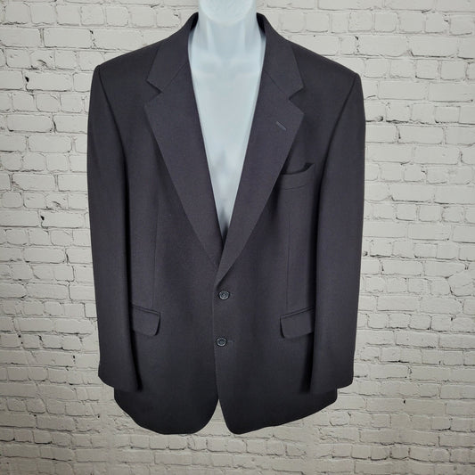 Daks Jermyn Street Black Wool Cashmere 2 Button Double Vent Blazer Sportcoat 46R