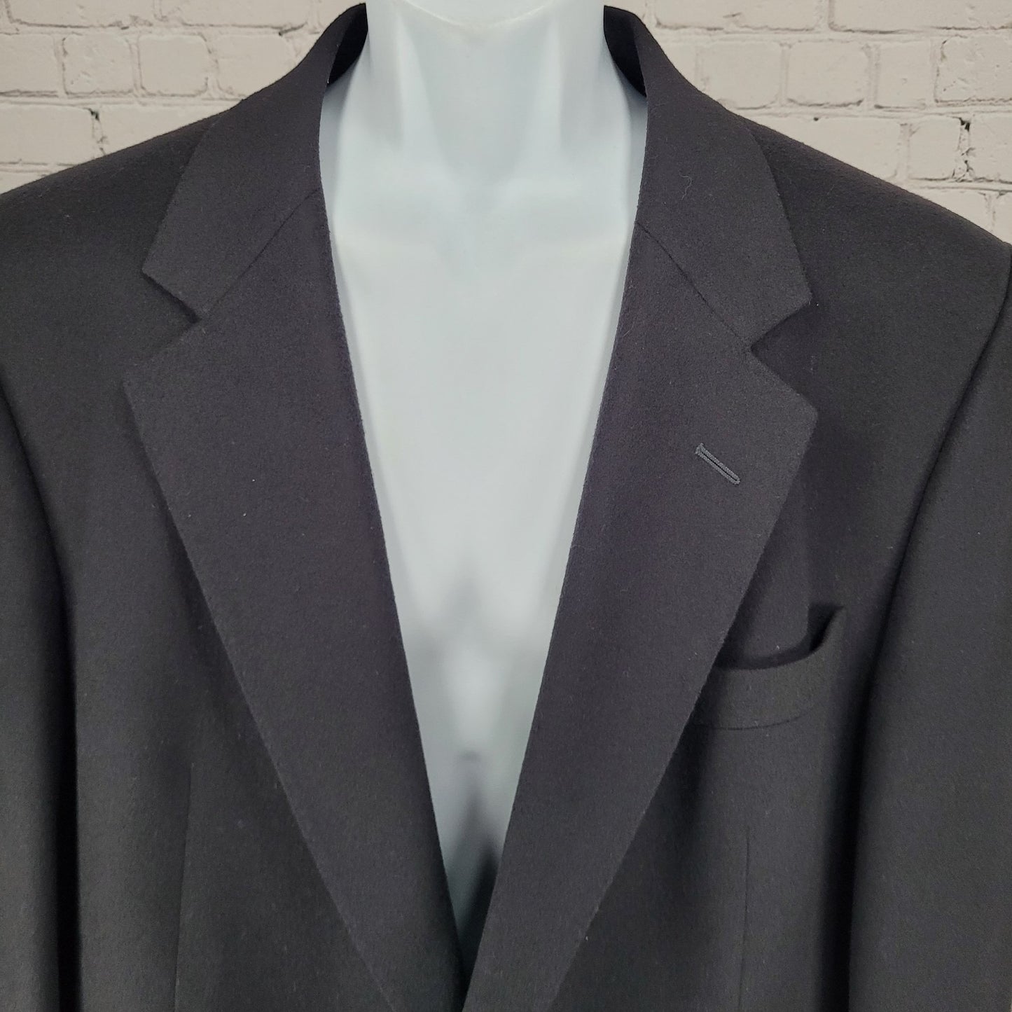 Daks Jermyn Street Black Wool Cashmere 2 Button Double Vent Blazer Sportcoat 46R