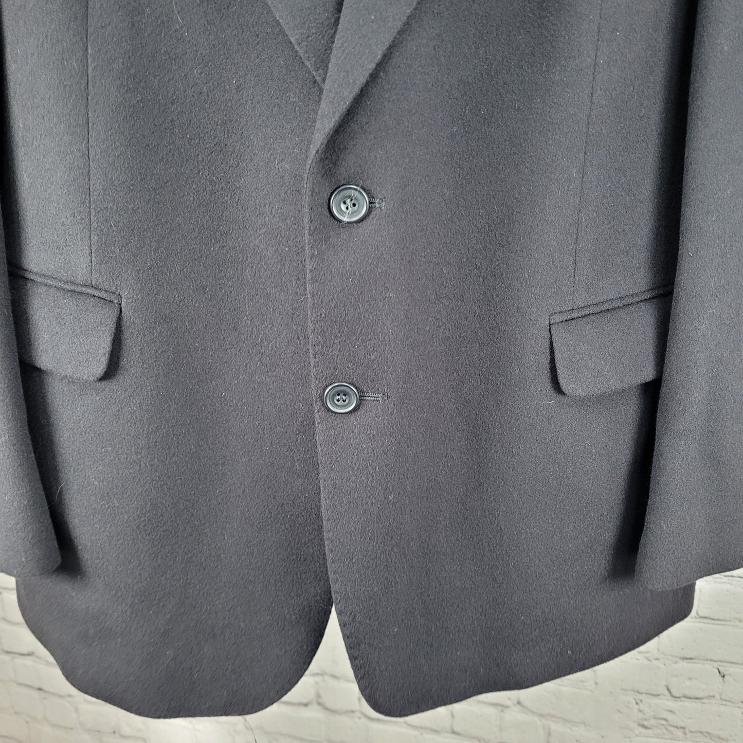 Daks Jermyn Street Black Wool Cashmere 2 Button Double Vent Blazer Sportcoat 46R
