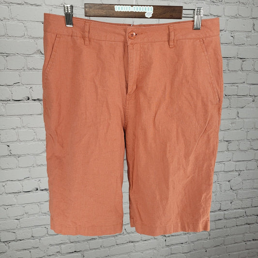American Tall Orange Linen Cotton Lightweight Chino Shorts Size 32XT 10.5 Inseam