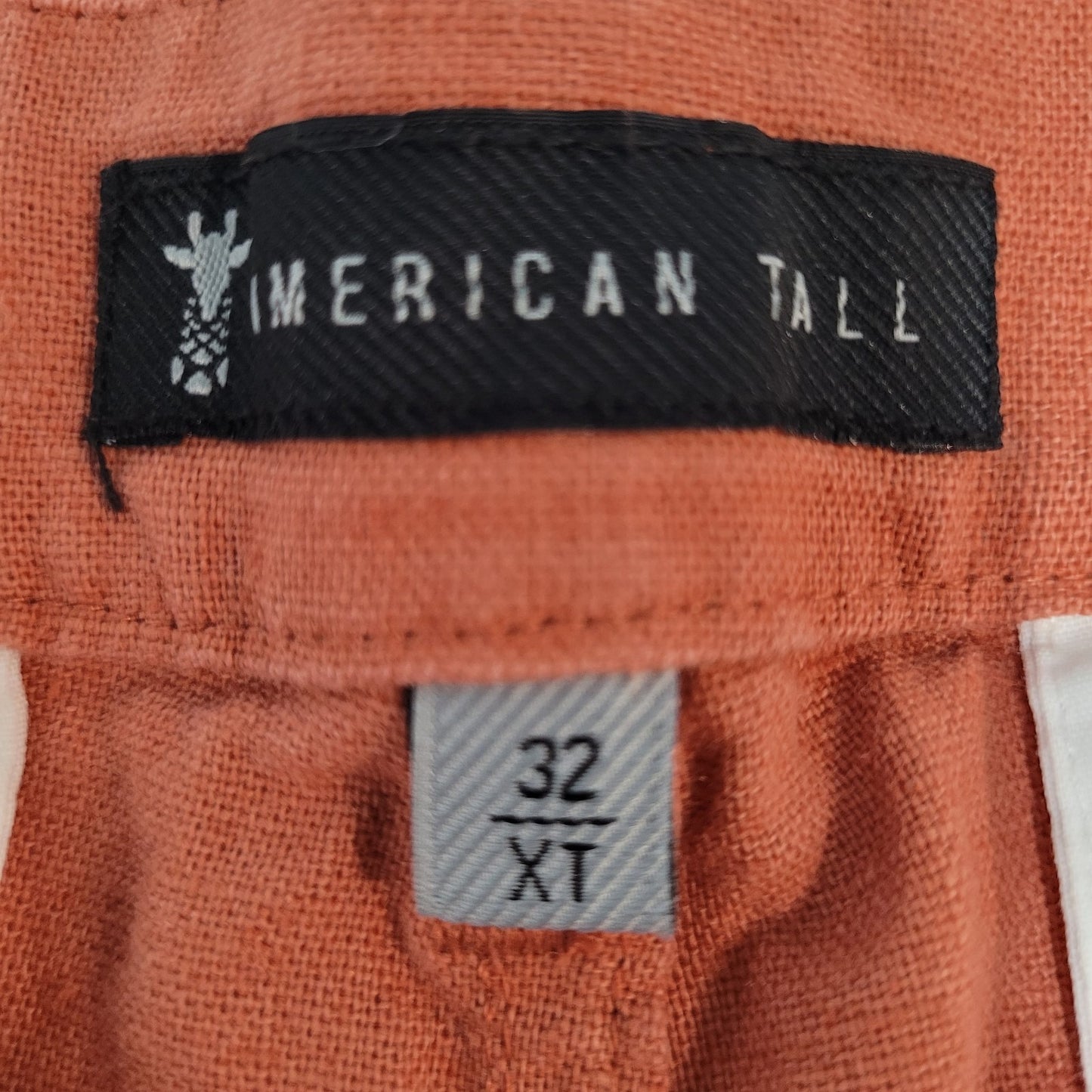 American Tall Orange Linen Cotton Lightweight Chino Shorts Size 32XT 10.5 Inseam