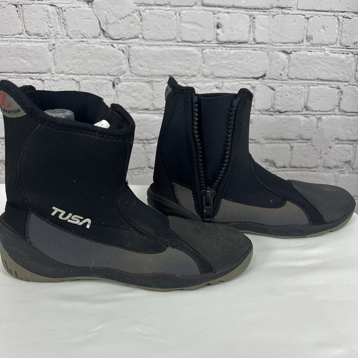 Tusa Black Zip Scuba System Dive Neoprene Boots Water Shoes Mens Size 8