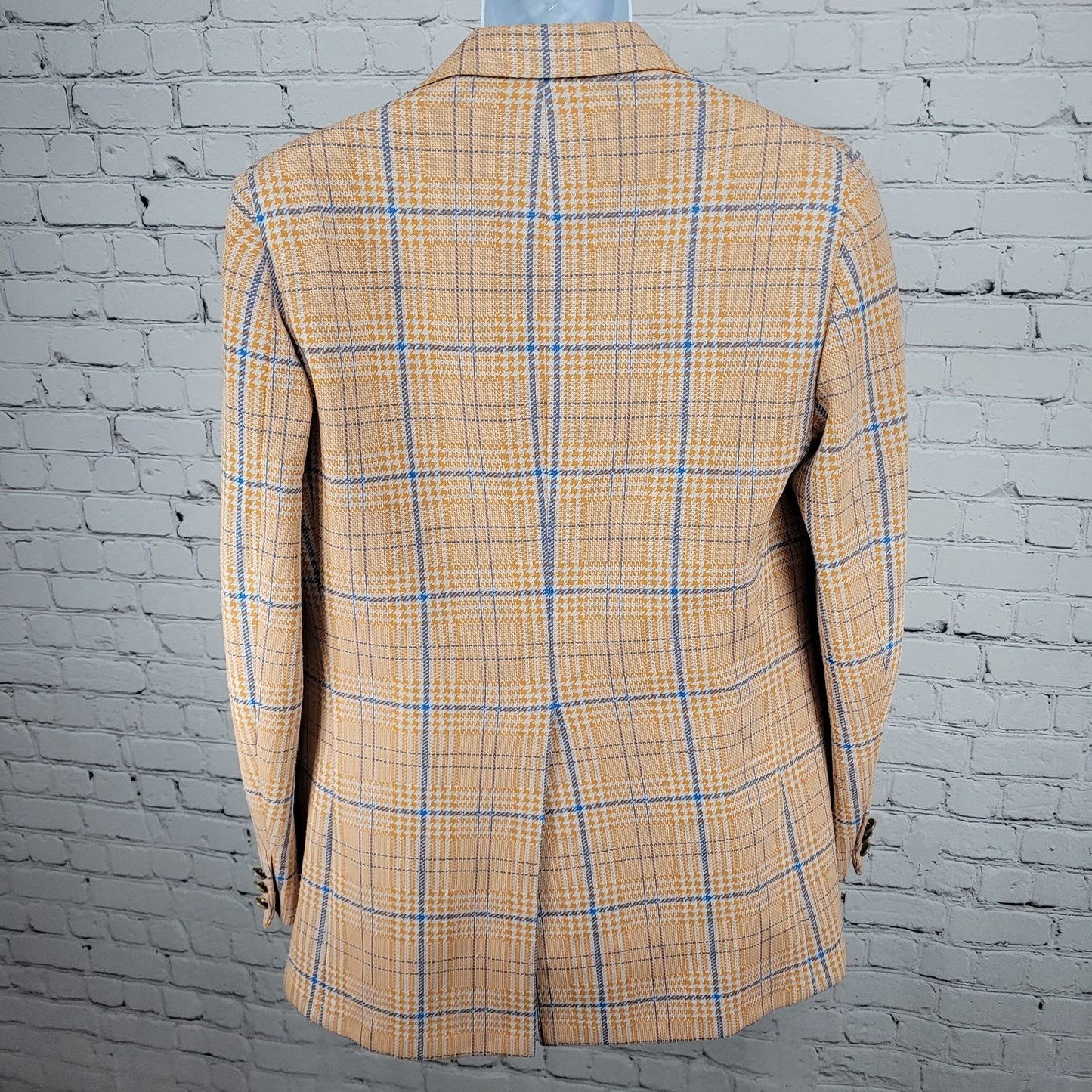 VTG Izod Orange Blue Houndstooth Single Vented Notch 70's Blazer Sport Coat 40