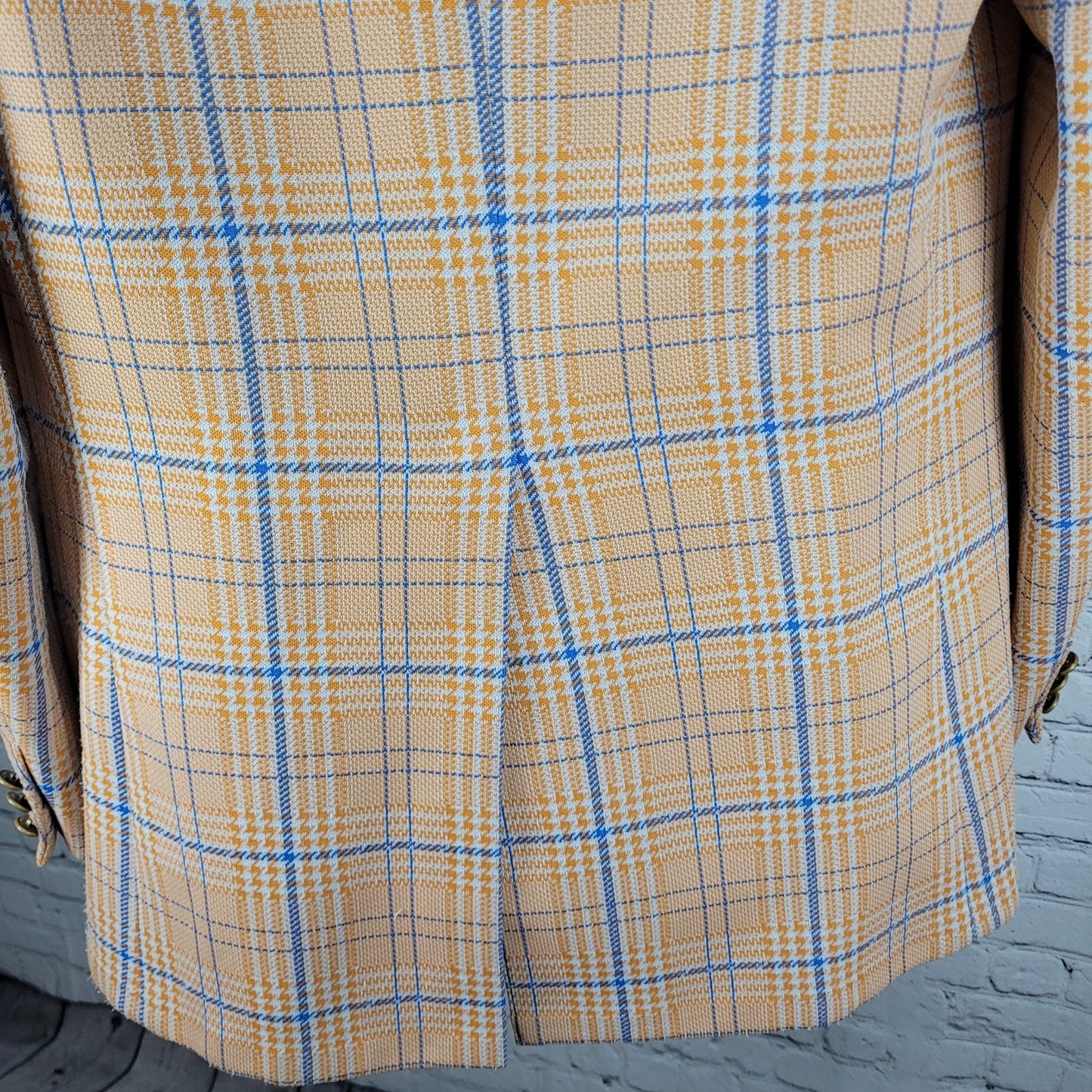 VTG Izod Orange Blue Houndstooth Single Vented Notch 70's Blazer Sport Coat 40