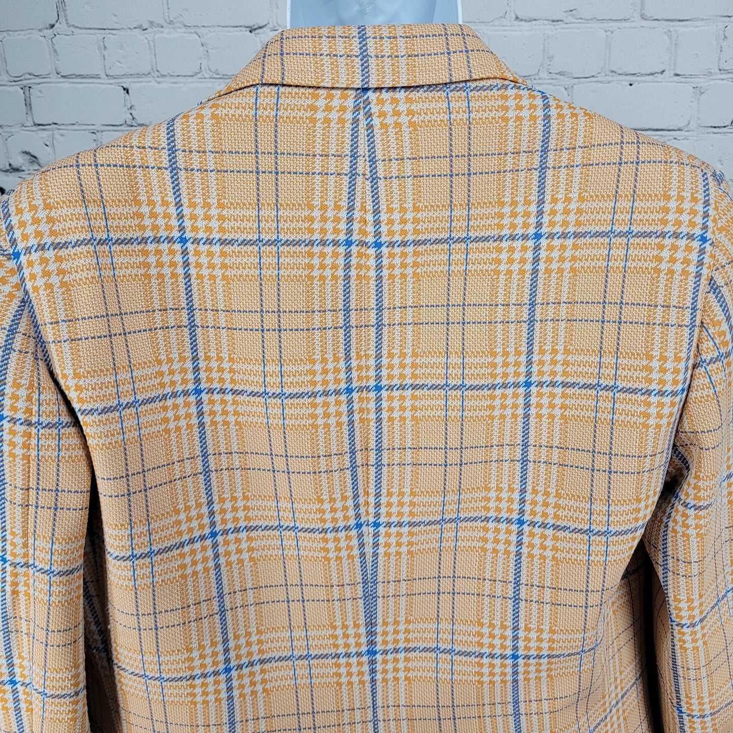 VTG Izod Orange Blue Houndstooth Single Vented Notch 70's Blazer Sport Coat 40