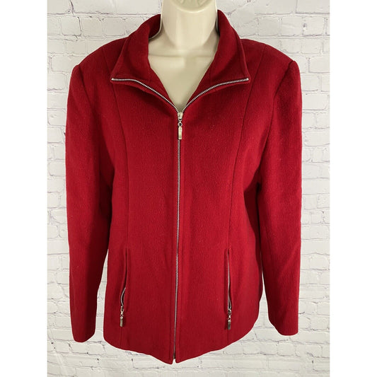 Mario De Pinto Vintage Red Wool Blend Collared Full Zip Jacket Coat No Size USA