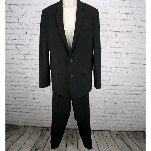 Calvin Klein Black Full Pant Suit Set 2 Piece 2 Button Notch Blazer 20 29x30