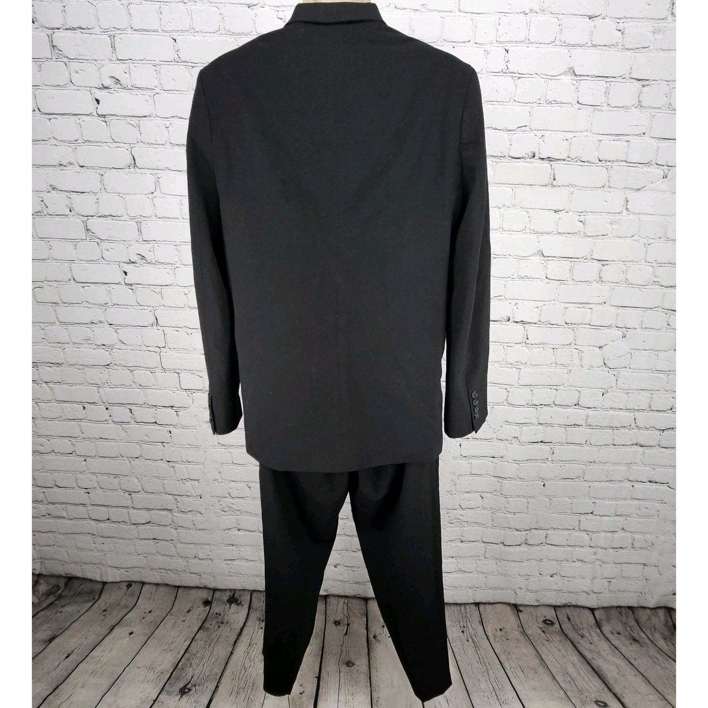 Calvin Klein Black Full Pant Suit Set 2 Piece 2 Button Notch Blazer 20 29x30