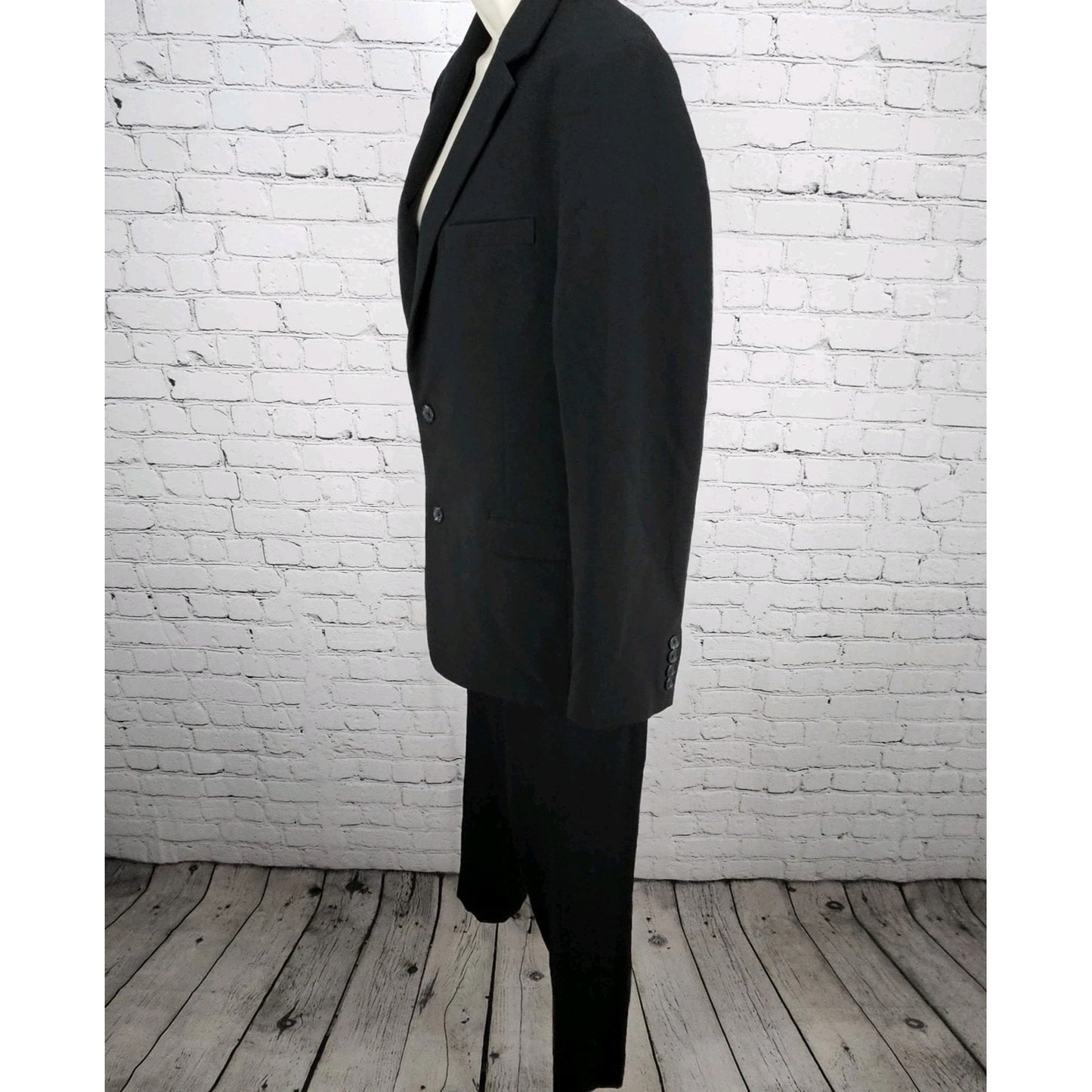 Calvin Klein Black Full Pant Suit Set 2 Piece 2 Button Notch Blazer 20 29x30