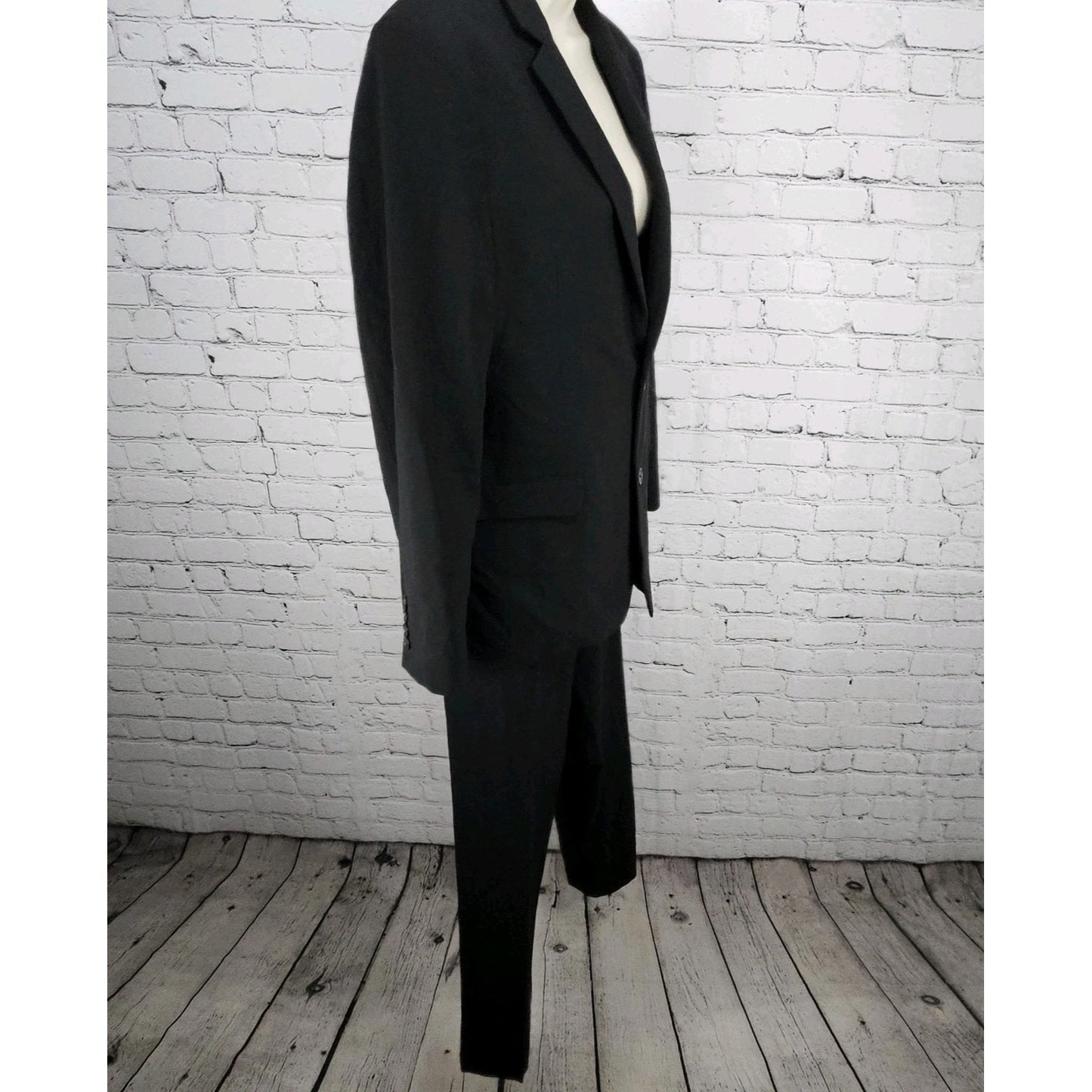 Calvin Klein Black Full Pant Suit Set 2 Piece 2 Button Notch Blazer 20 29x30