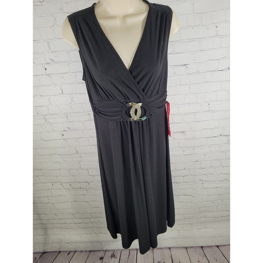 NWT Kupcake Rhinestone Buckle Black Shift Sheath Dress Size Medium M