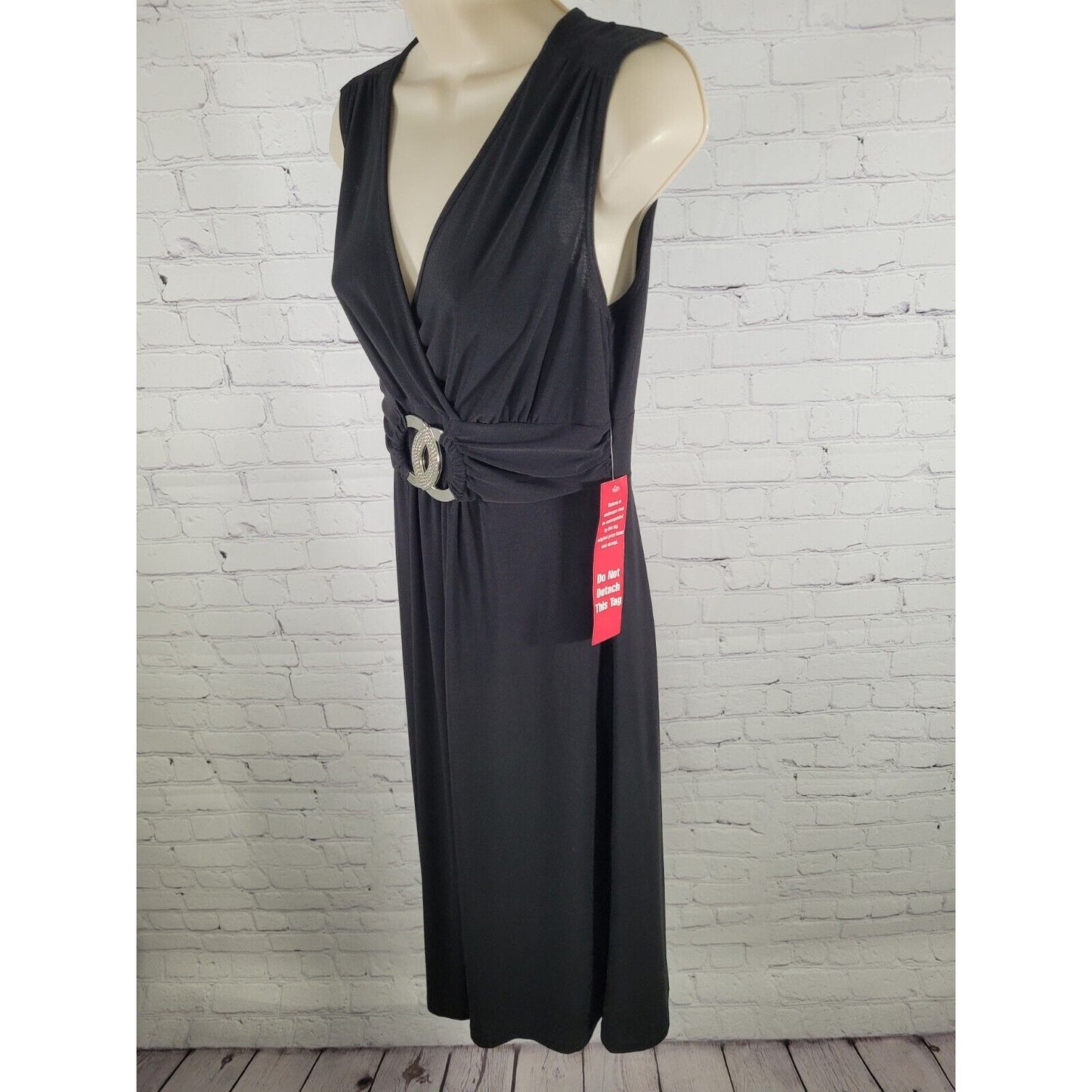 NWT Kupcake Rhinestone Buckle Black Shift Sheath Dress Size Medium M