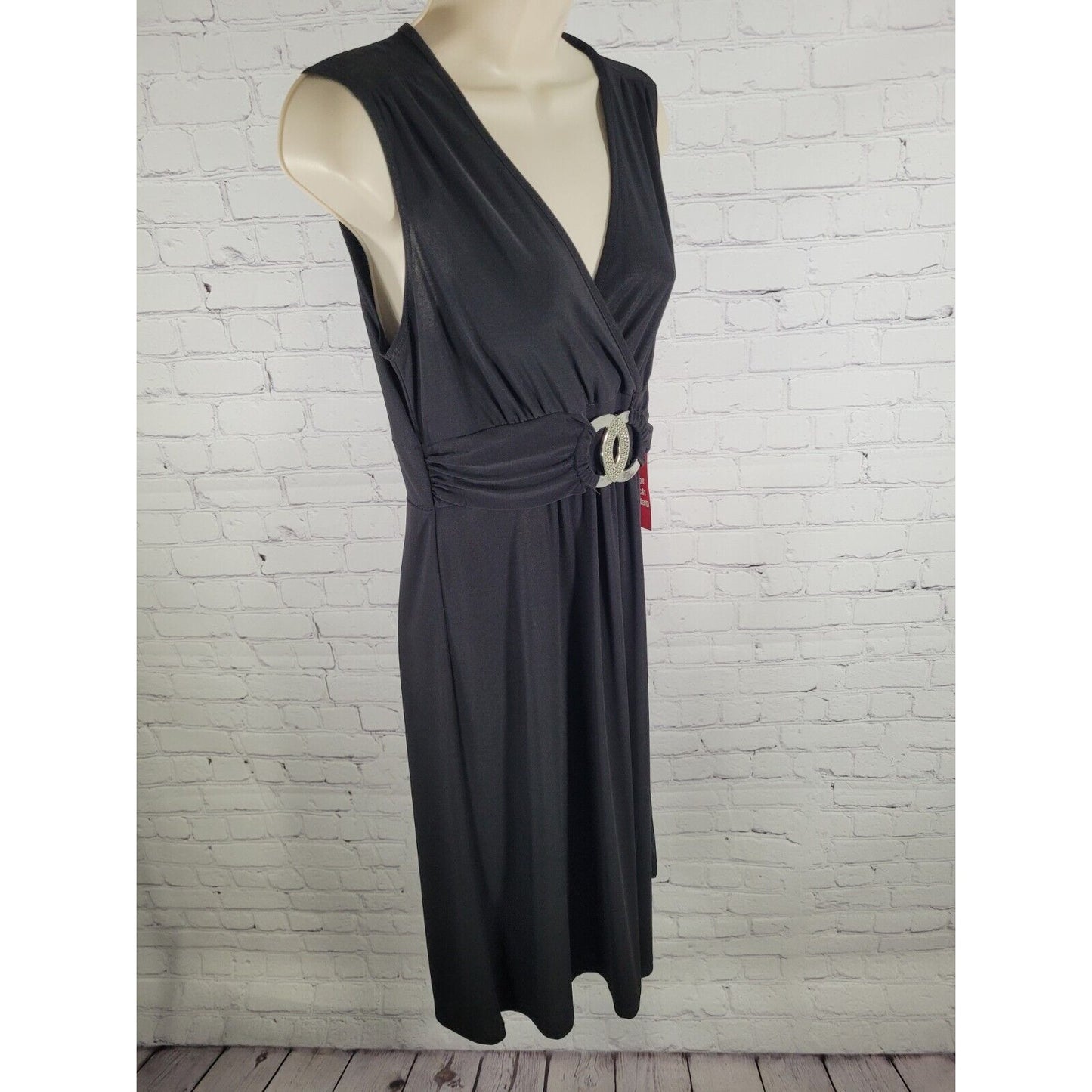 NWT Kupcake Rhinestone Buckle Black Shift Sheath Dress Size Medium M