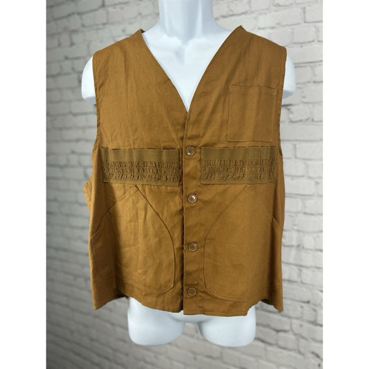 VTG Black Sheep Brand Brown Cotton Back Pocket Hunting Clothing Vest Japan XL