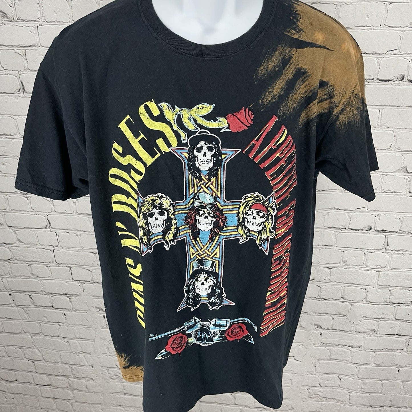 Guns N’ Roses Black Appetite For Destruction Skulls Band T-Shirt Size Large L
