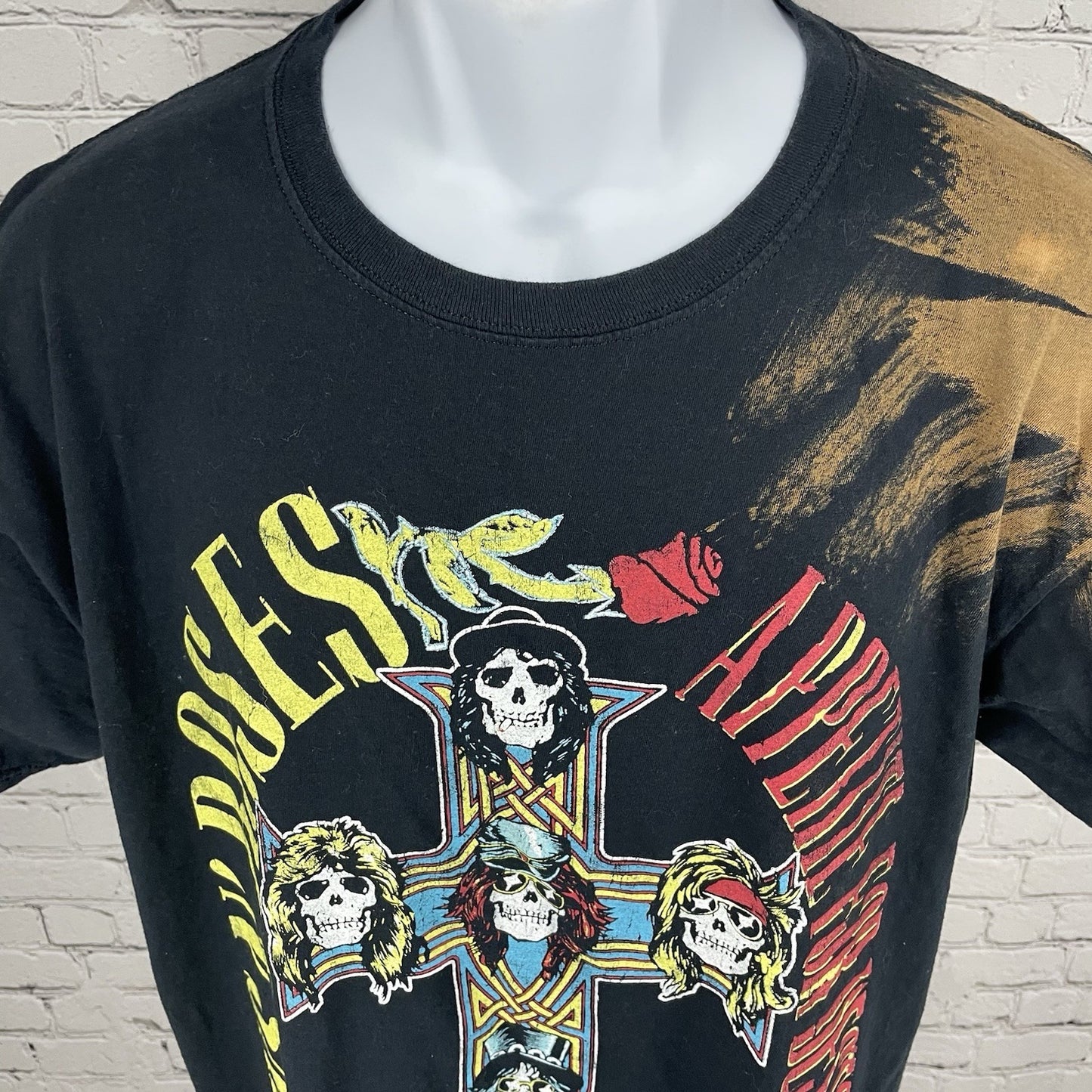 Guns N’ Roses Black Appetite For Destruction Skulls Band T-Shirt Size Large L