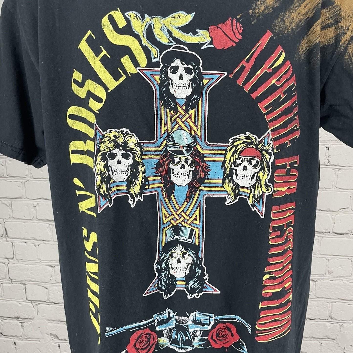 Guns N’ Roses Black Appetite For Destruction Skulls Band T-Shirt Size Large L