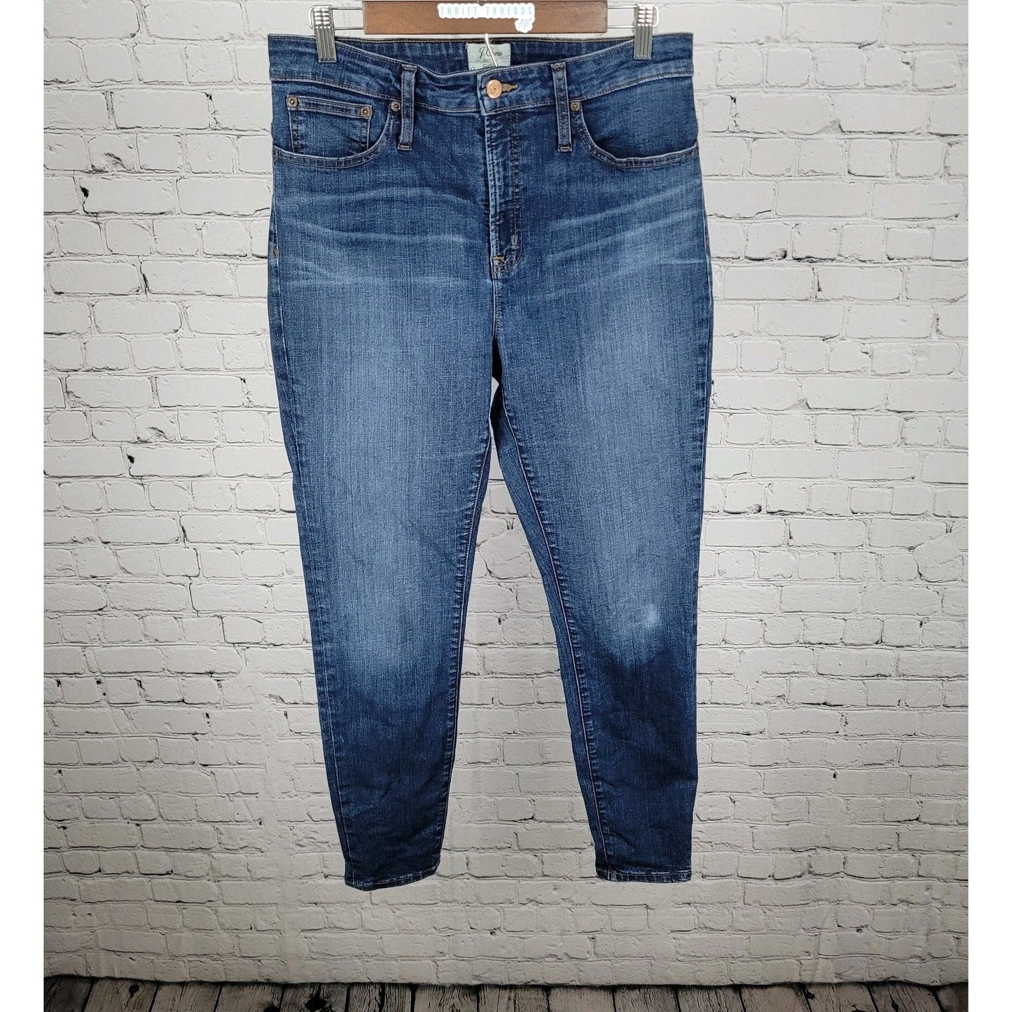 J.CREW Blue Denim Curvy Toothpick High Rise Stretch Jeans Size 30 (30x29)