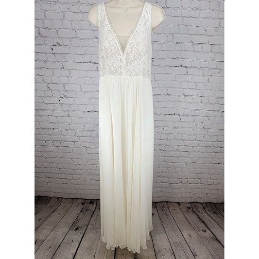 Rembo Styling Ivory Feminine Lace V-Neck Backless Wedding Dress Europe US XL